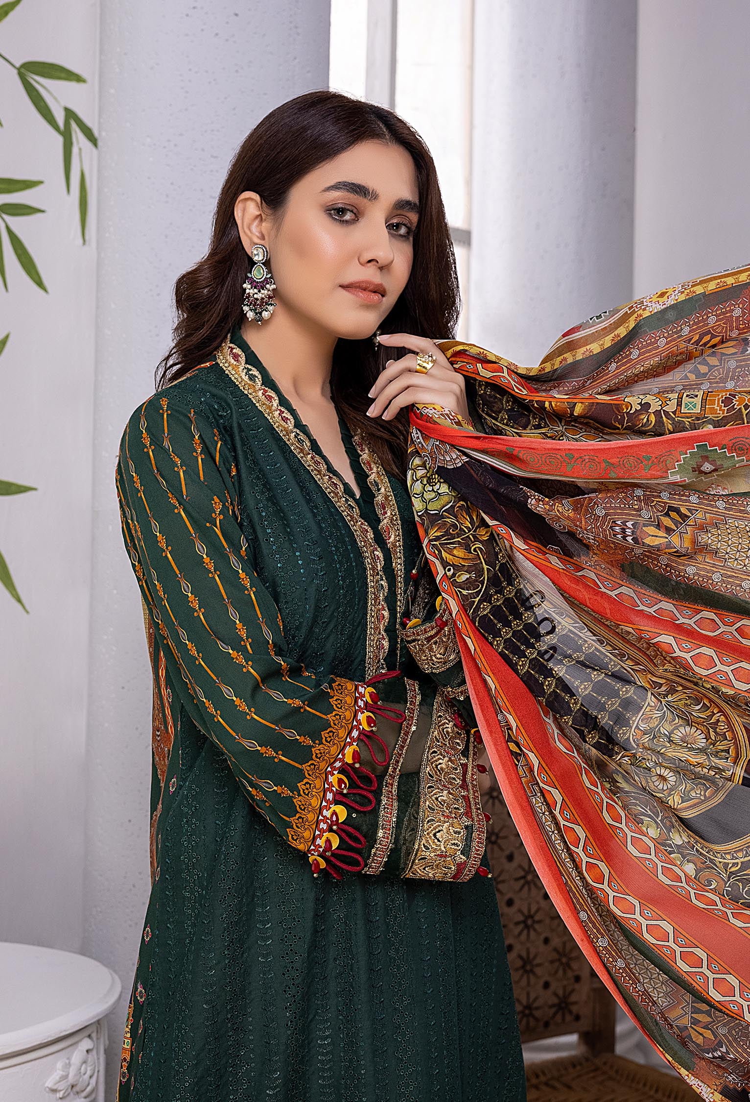 Green Field - Embroidered Chikankari Lawn 3PC - Image 3