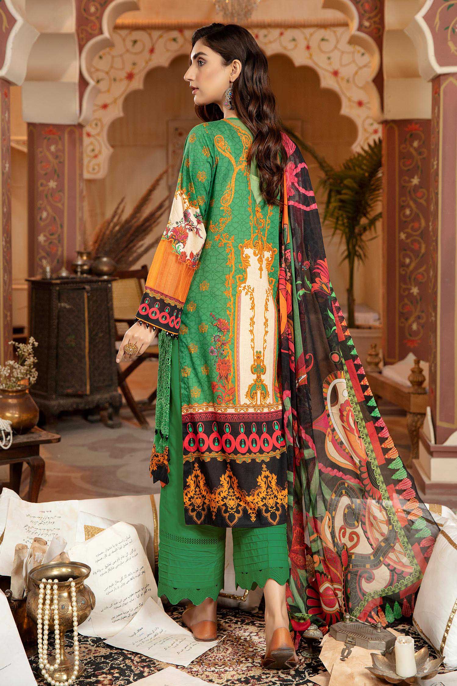 Green Rose - Schiffli Embroidered Lawn 3PC - Image 2