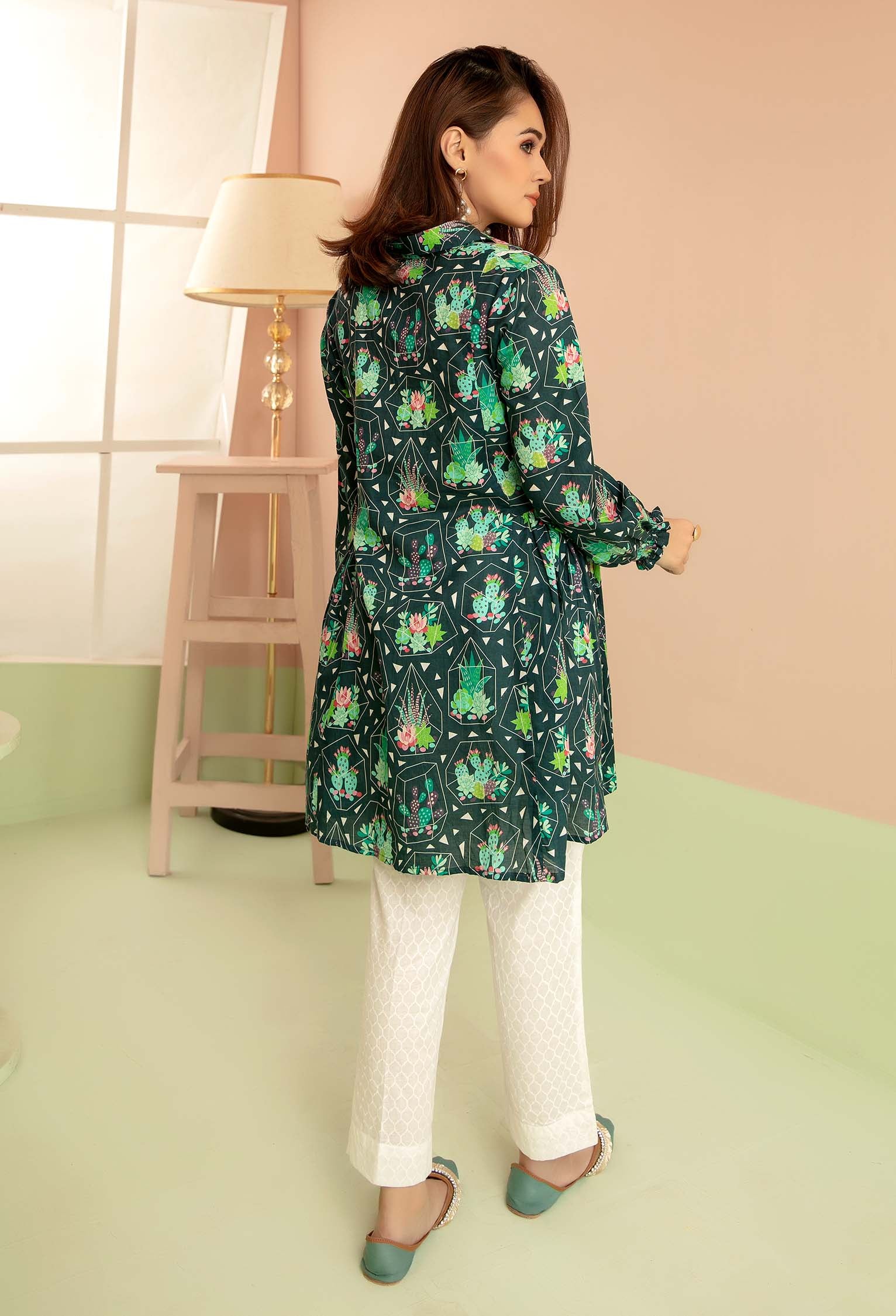 Greene - Digital Printed Stitched Lawn Kurti - Image 2