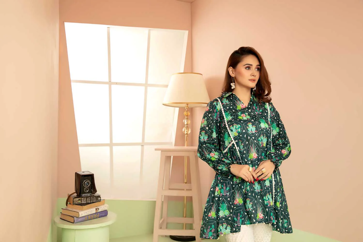 Greene - Digital Printed Stitched Lawn Kurti - Image 3