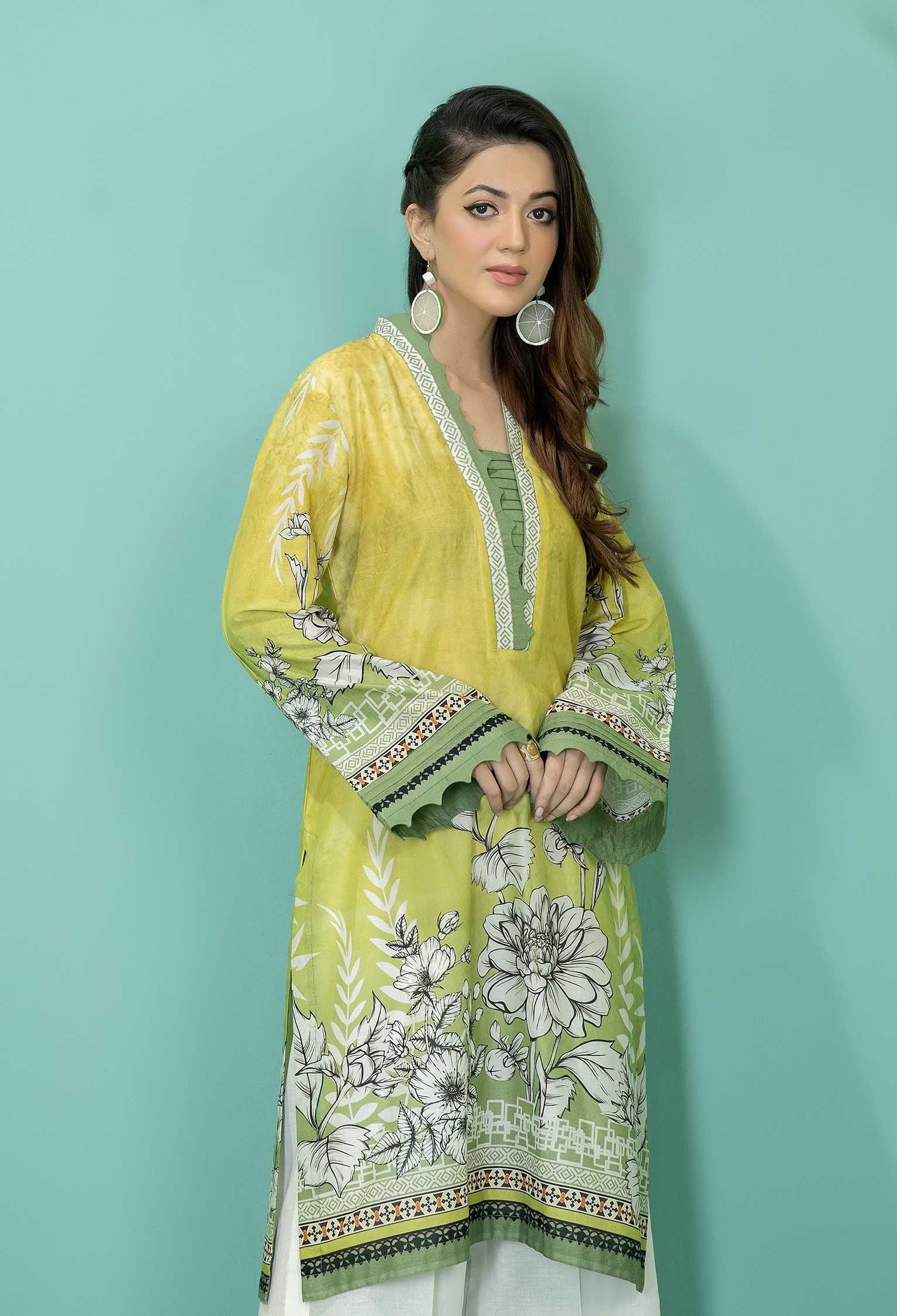 Greenish Beige - Stitched Lawn Shirt - Image 3