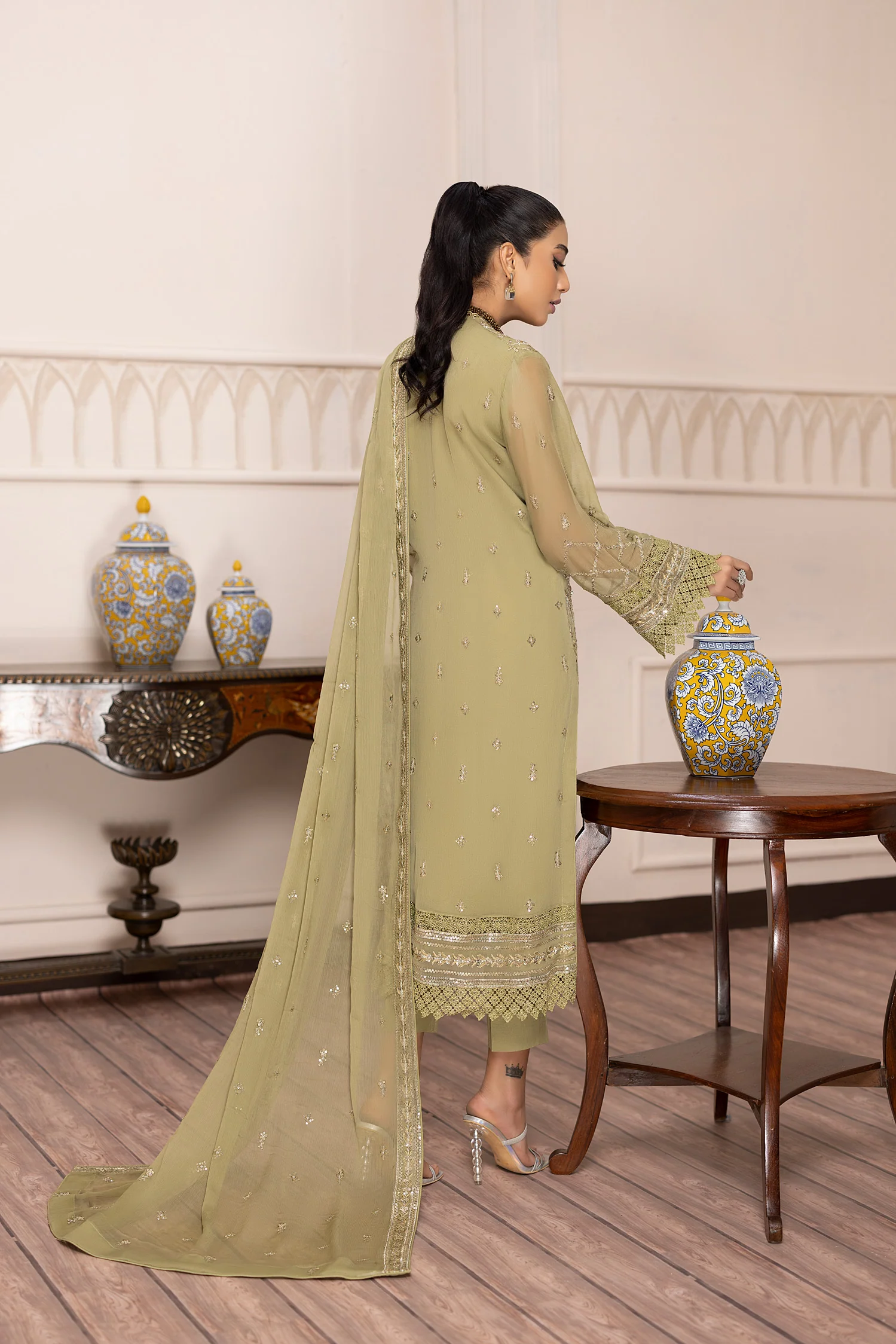 Greesy - Embroidered Chiffon Pret 3PC - Image 2