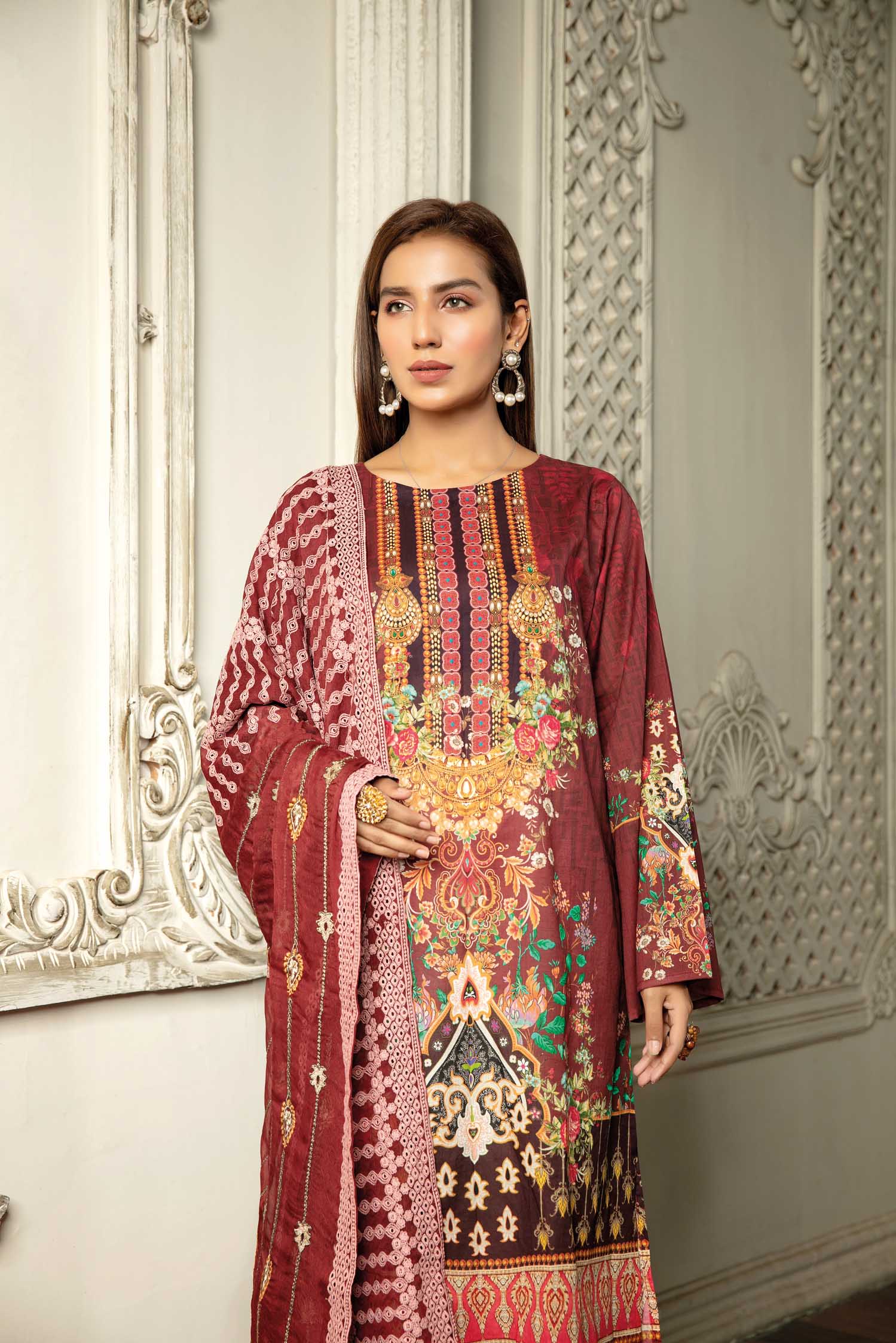 Greez Rose - Digital Printed & Embroidered Lawn 3PC - Image 2