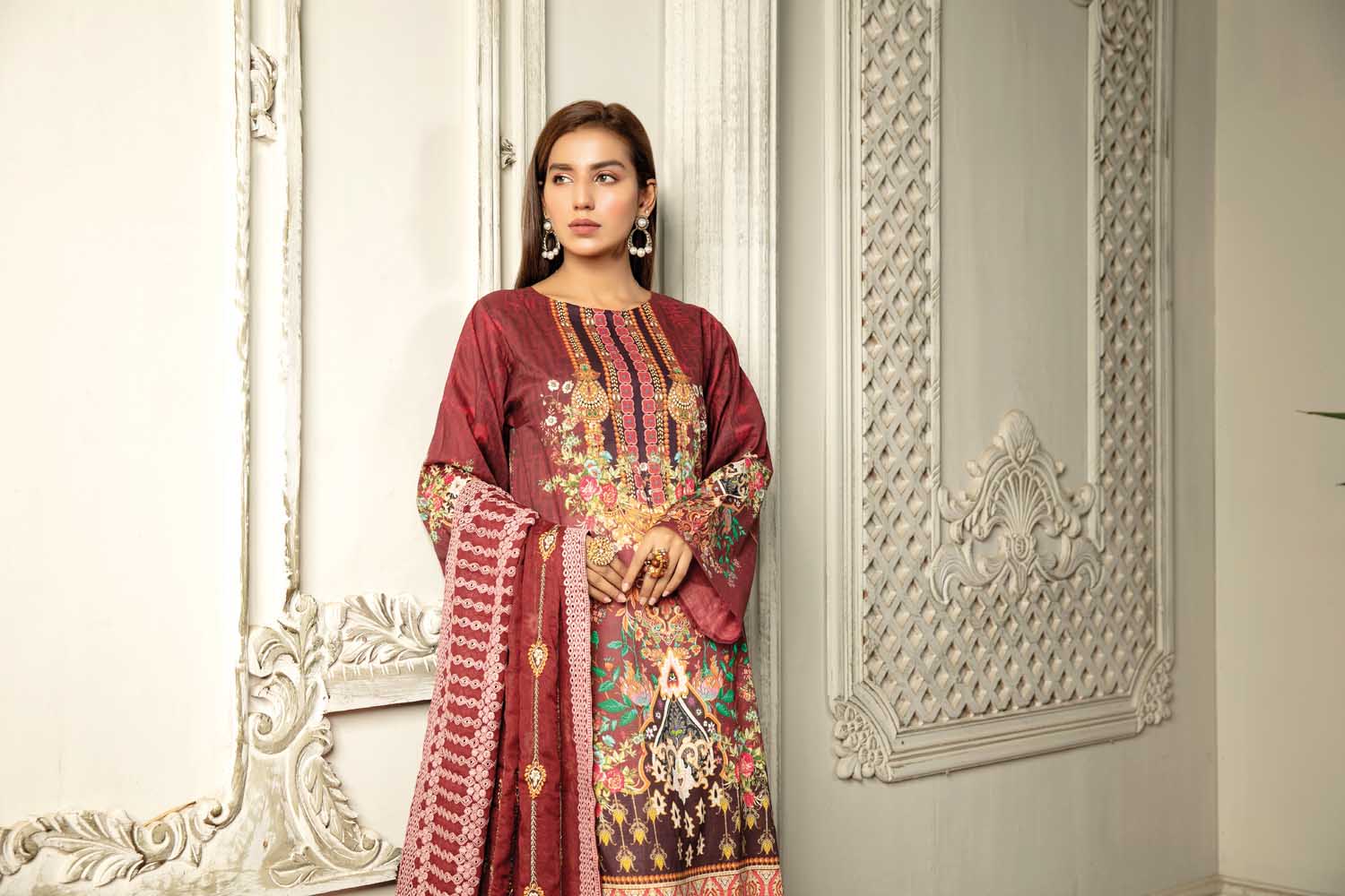 Greez Rose - Digital Printed & Embroidered Lawn 3PC - Image 3