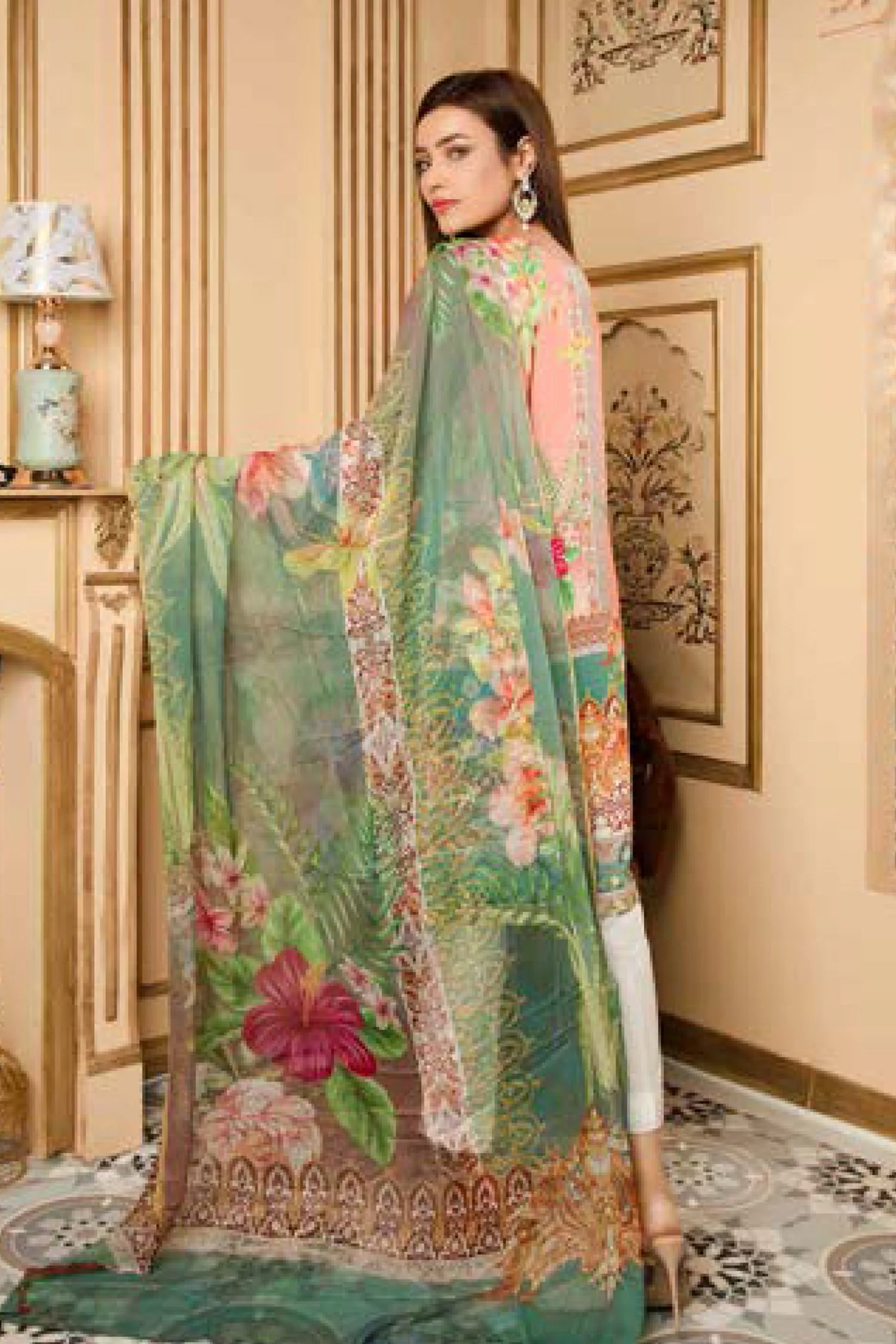 Gresin - Digital Printed and Embroidered Linen 3PC - Image 3