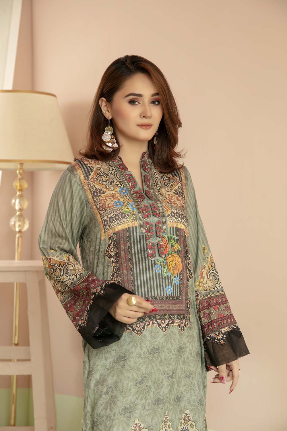 Gresin - Printed Stitch Kurti - Image 2