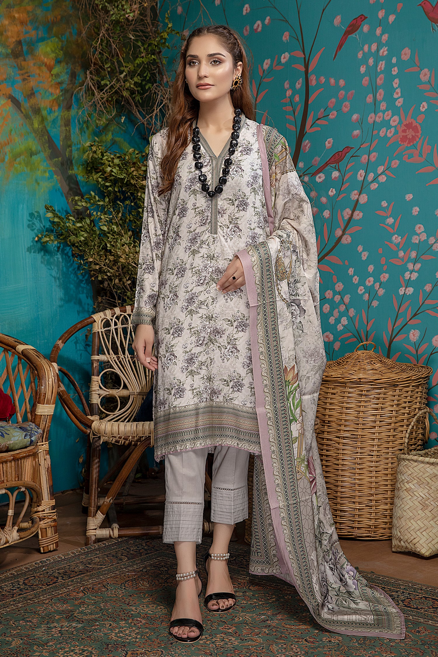 Grey  - Digital Printed Linen