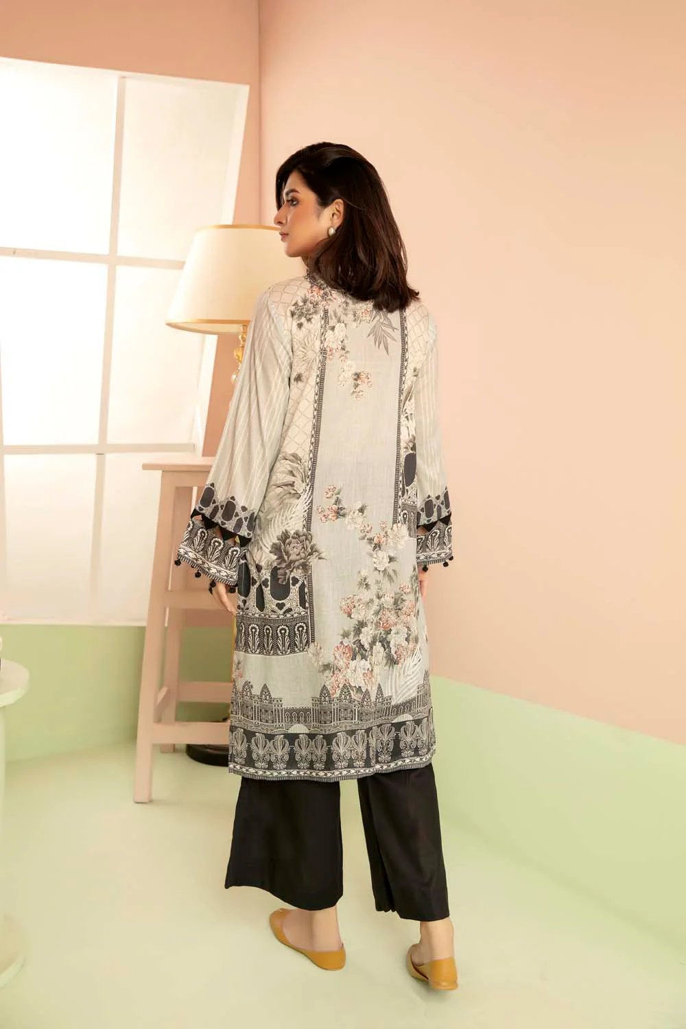 Grey flip - Printed Stitch Kurti - Image 3
