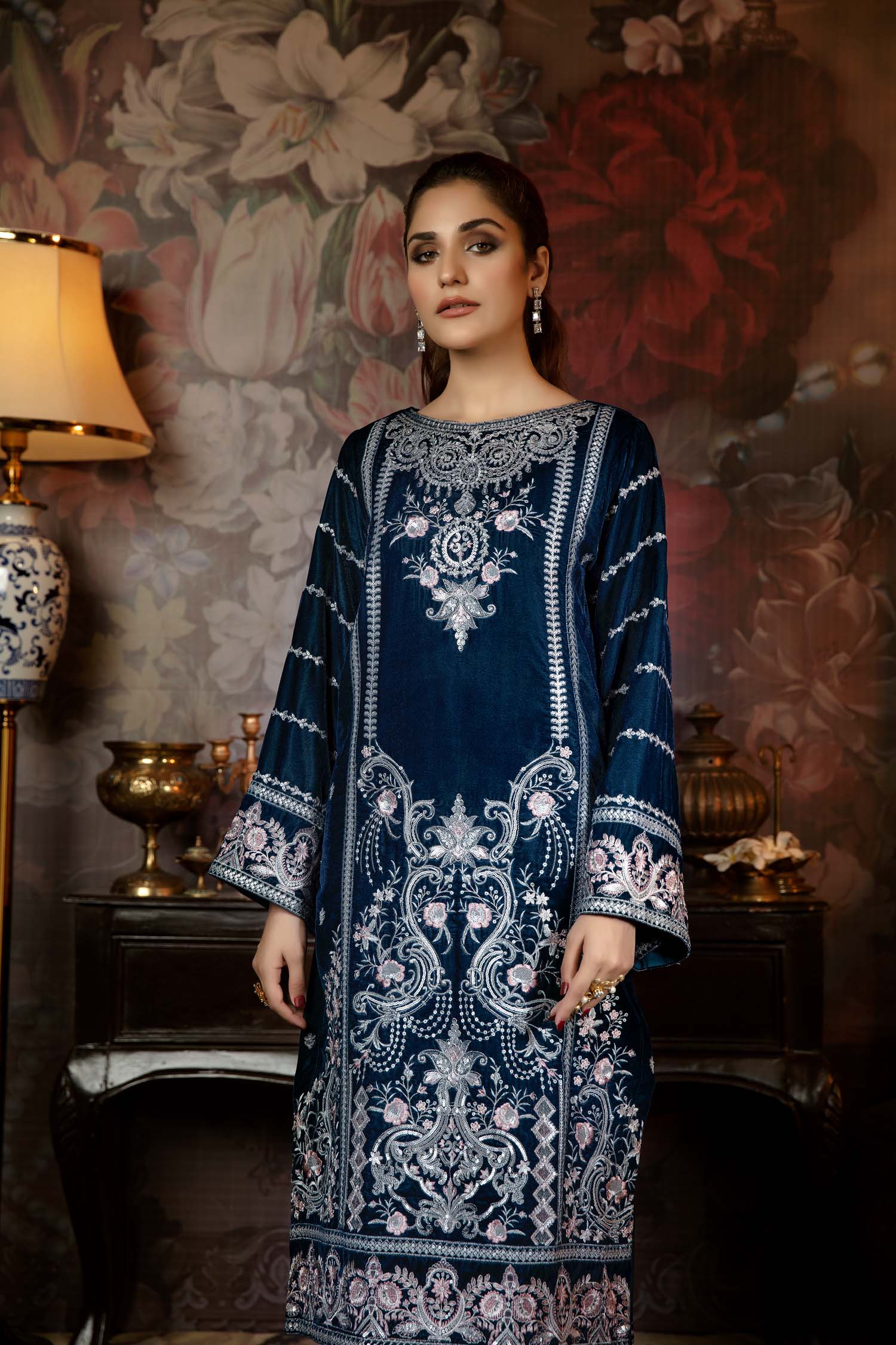 Ichiro - Embroidered Velvet 2PC Stitched - Image 3