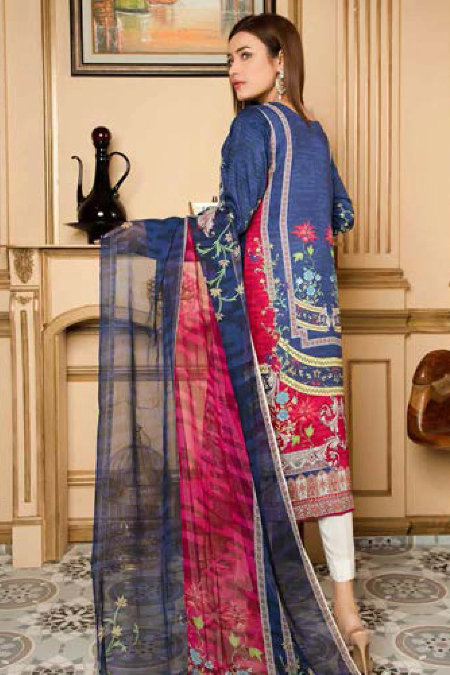 Ingo - Digital Printed and Embroidered Linen 3PC - Image 3