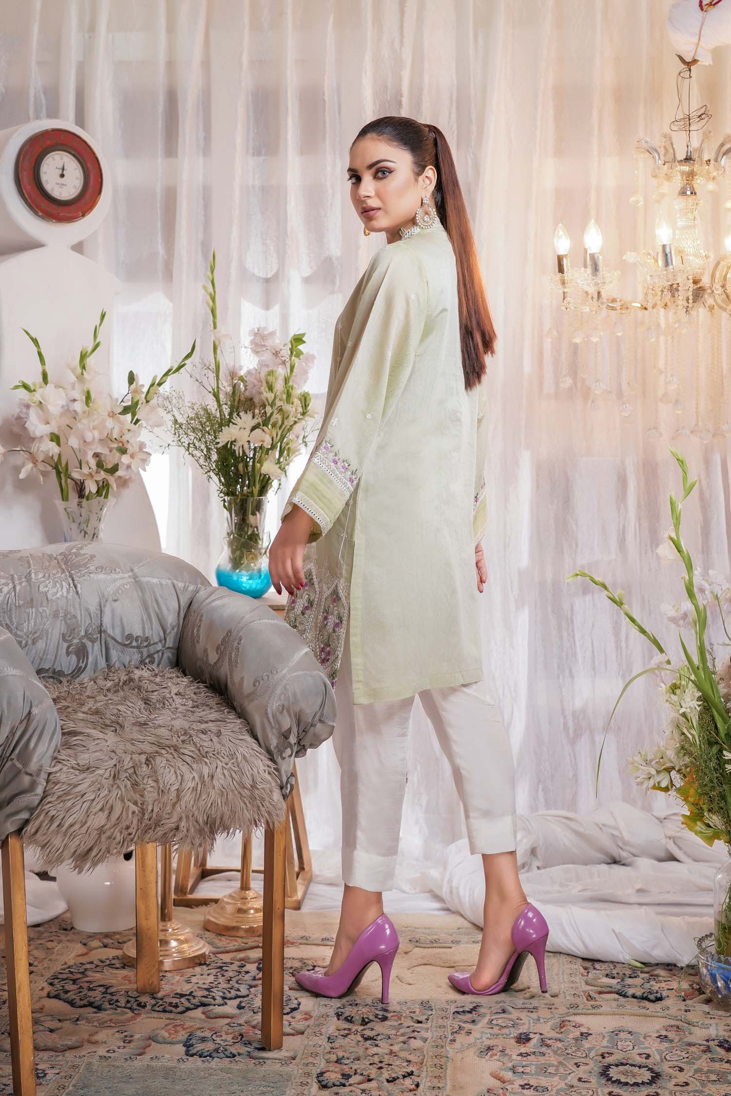 Intrigue - Embroidered Paper Silk Stitch Kurti - Image 2
