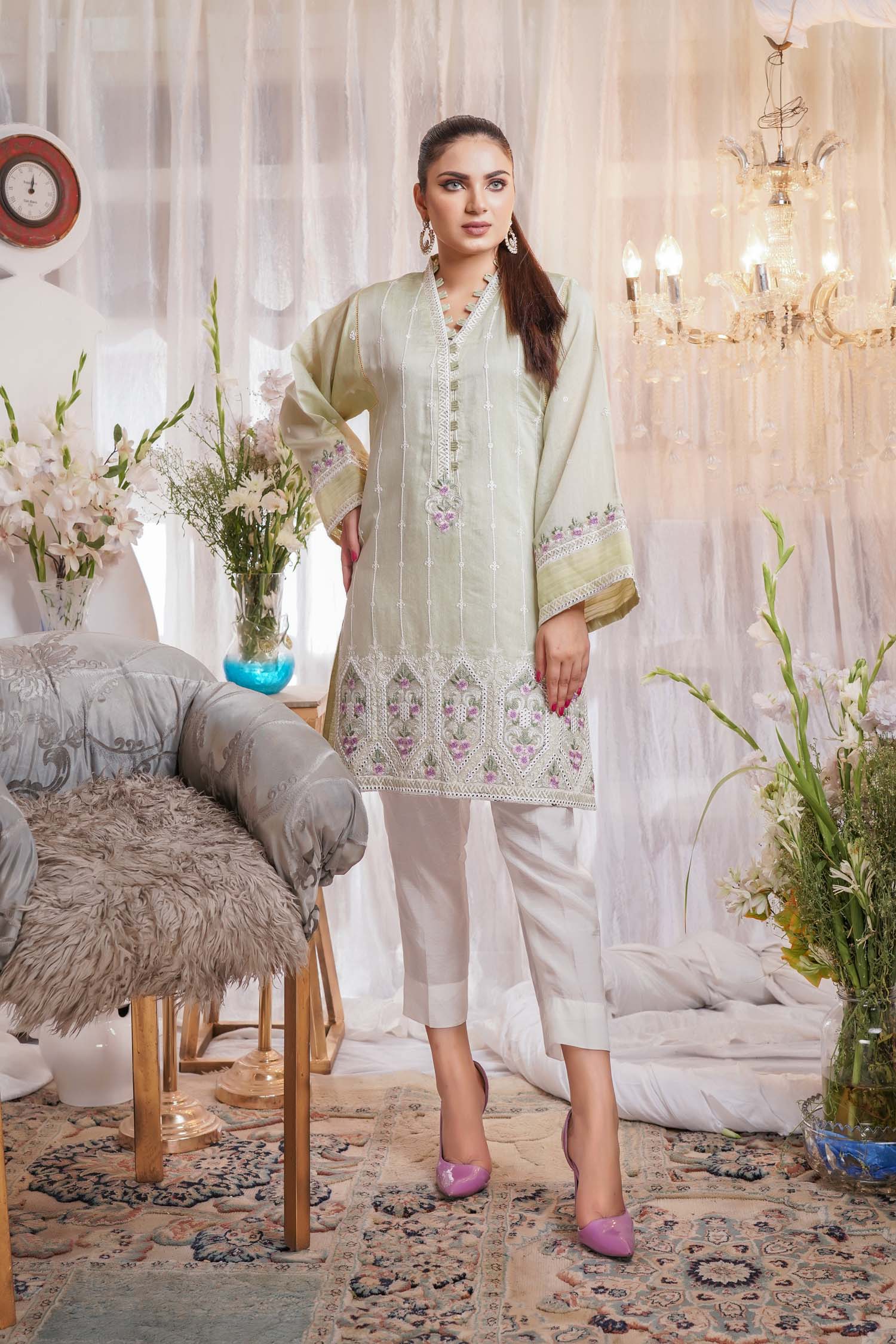 Intrigue - Embroidered Paper Silk Stitch Kurti - Image 5