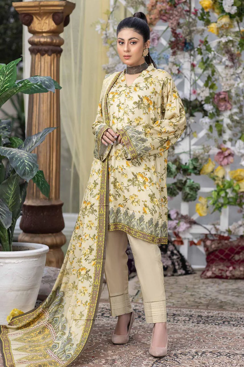 Ivory - Stitched Digital Printed Linen 3PC