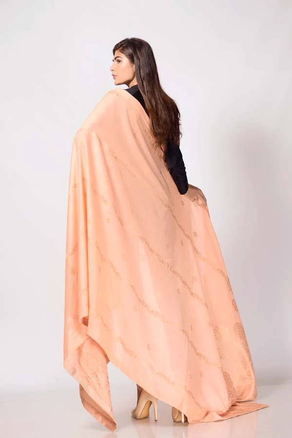 Jacquard Dupatta - Flesh - Image 2