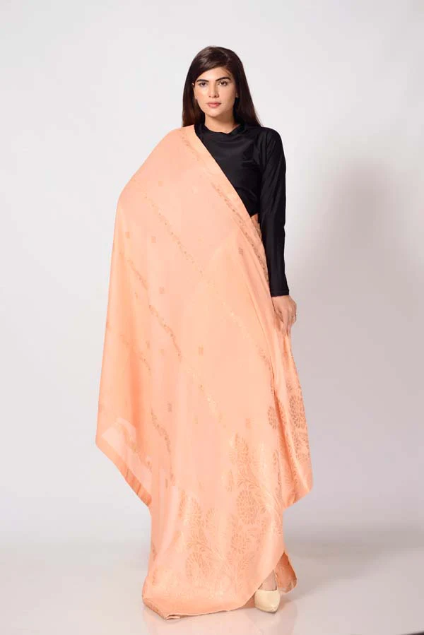 Jacquard Dupatta - Flesh - Image 3