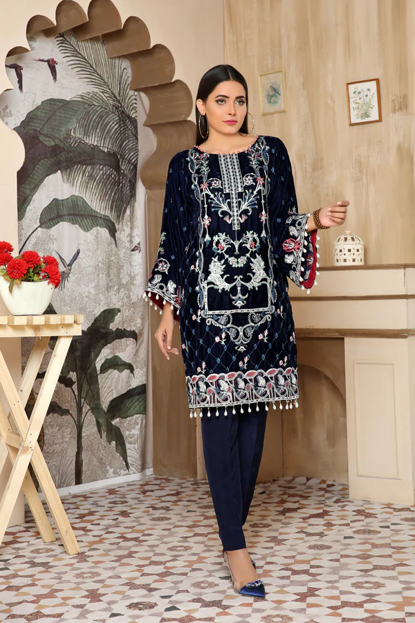 Birdie - Embroidered Velvet Unstitch 2PC