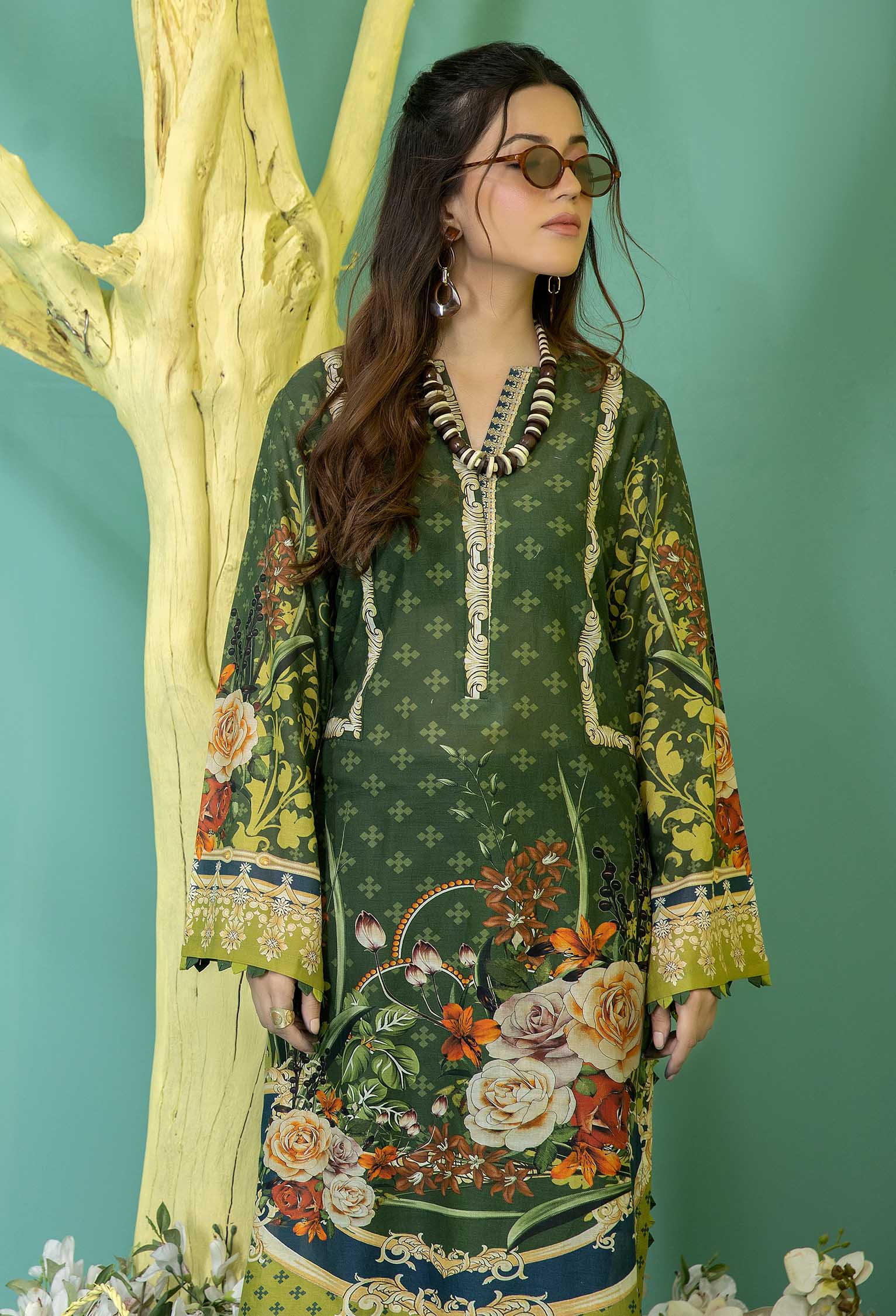 Lunar Green - Stitched Lawn Shirt - Image 3
