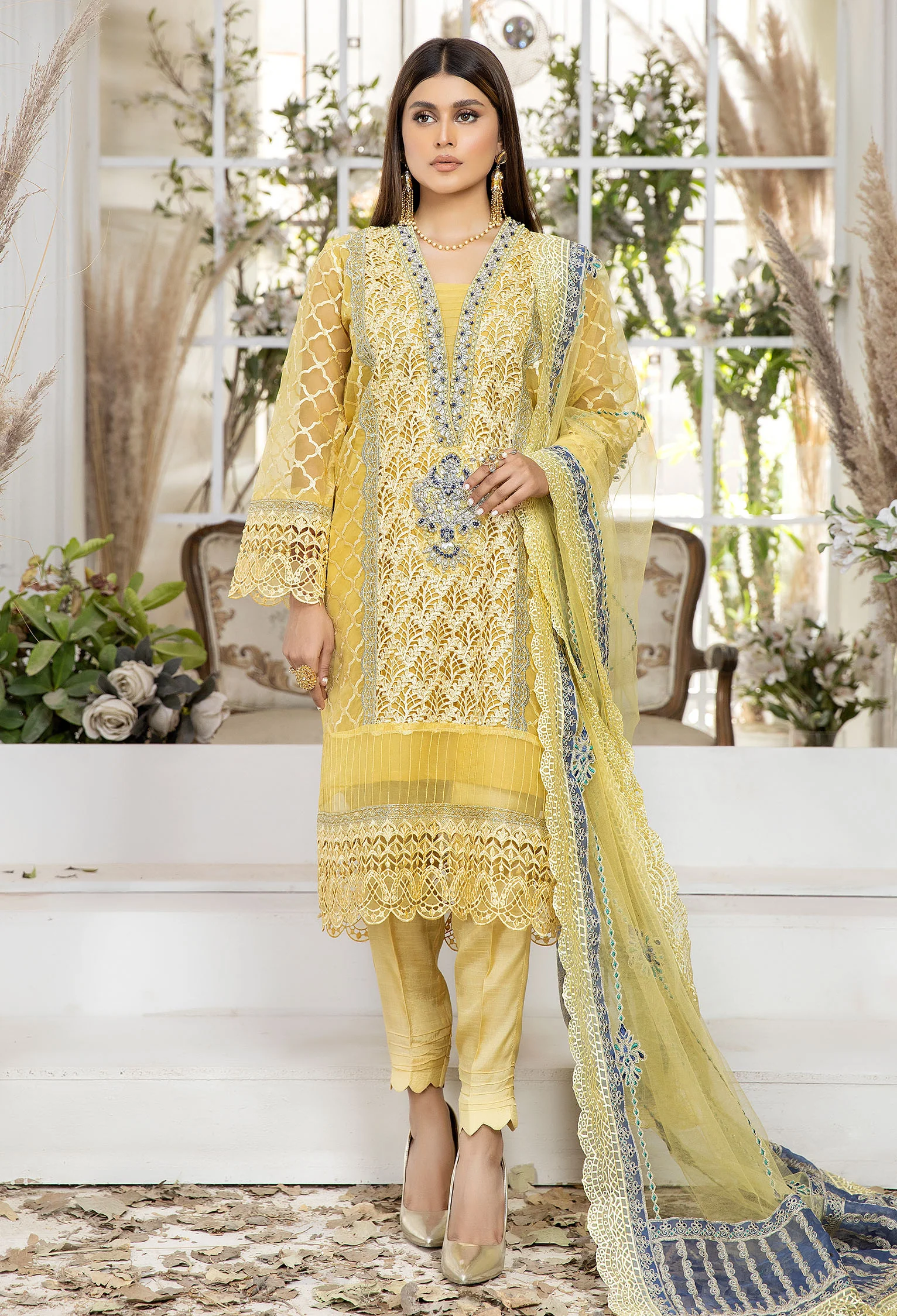 Luxor Gold - Embroidered Organza Pret