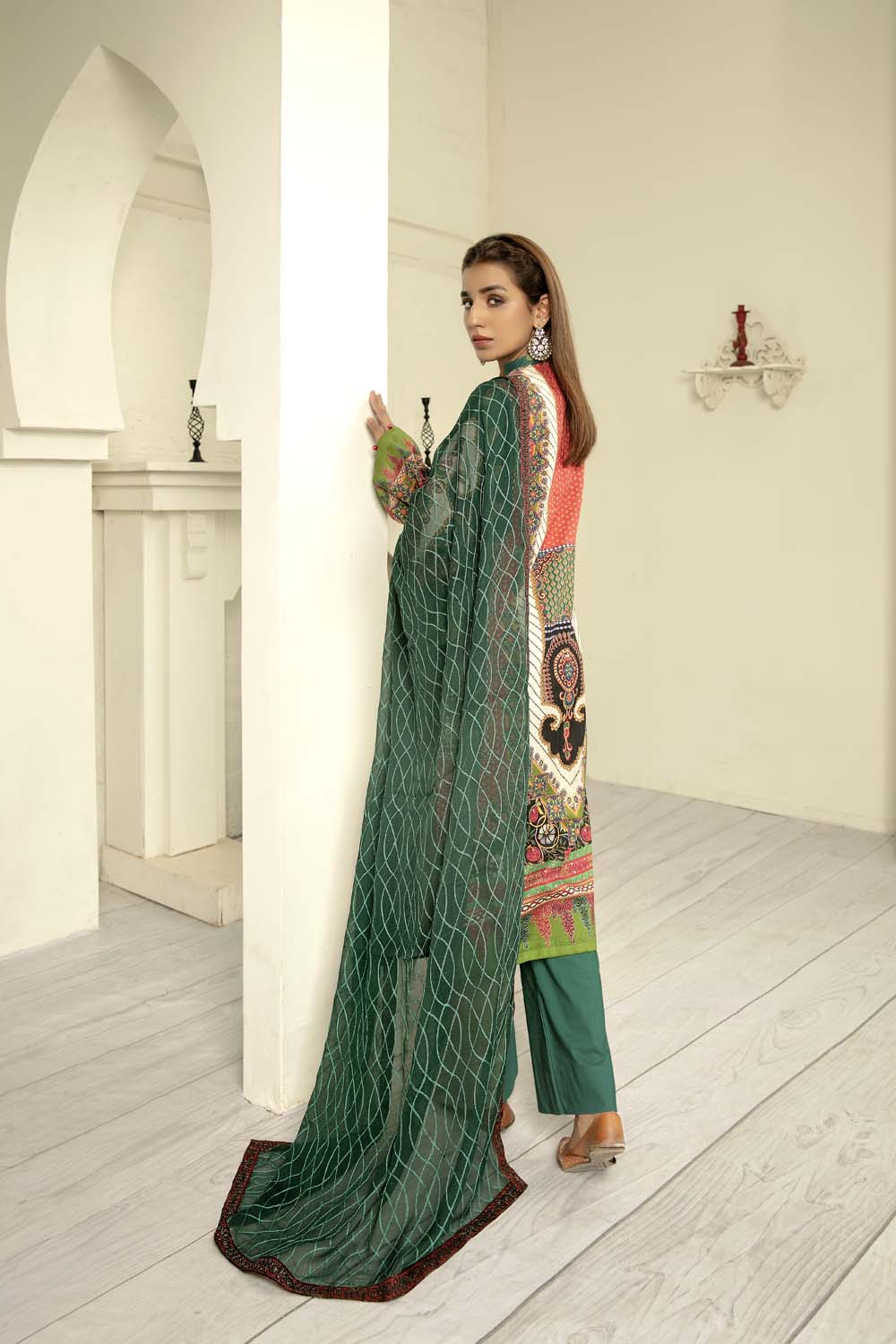 Malachite - Digital Printed & Embroidered Lawn - Image 2