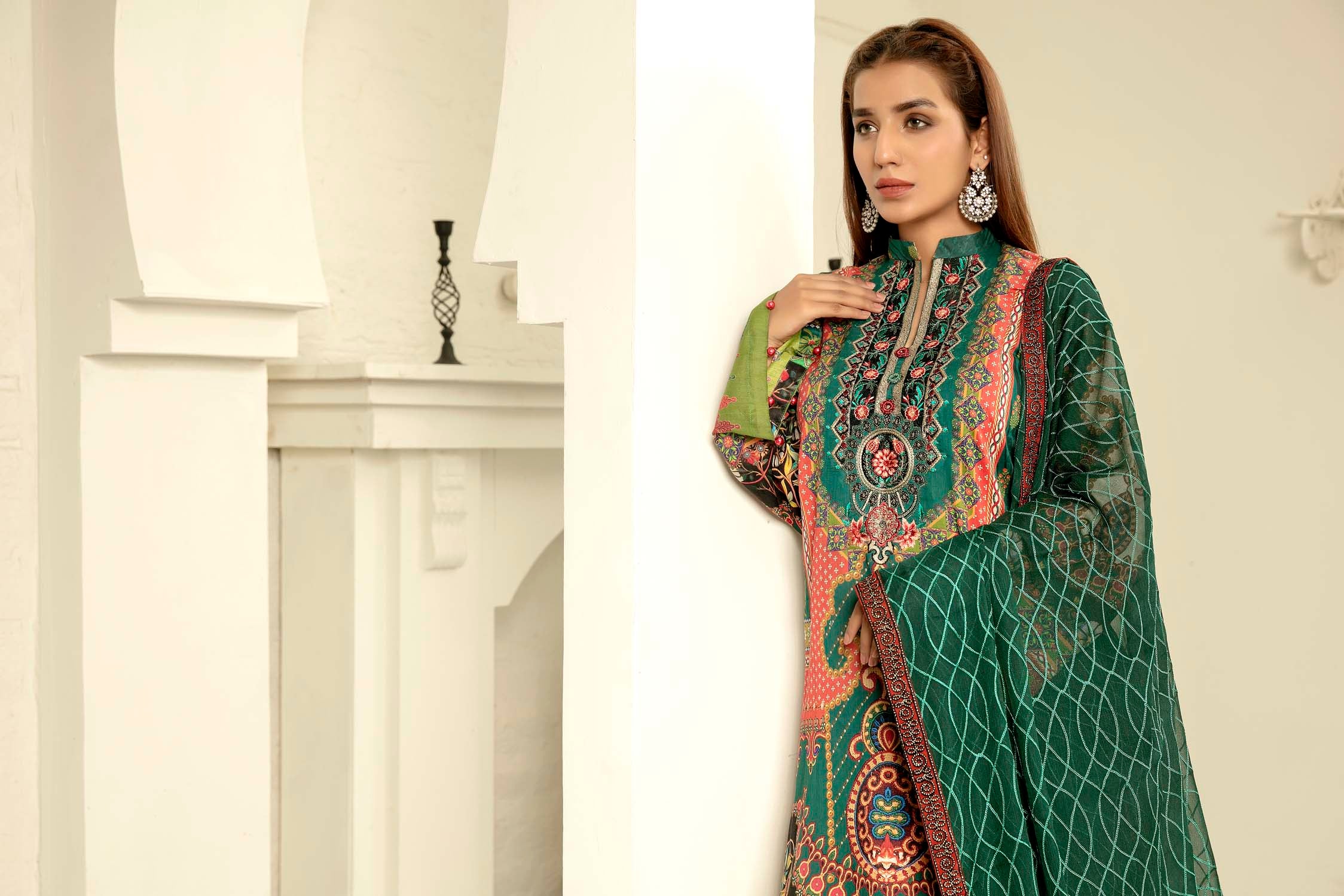 Malachite - Digital Printed & Embroidered Lawn - Image 3