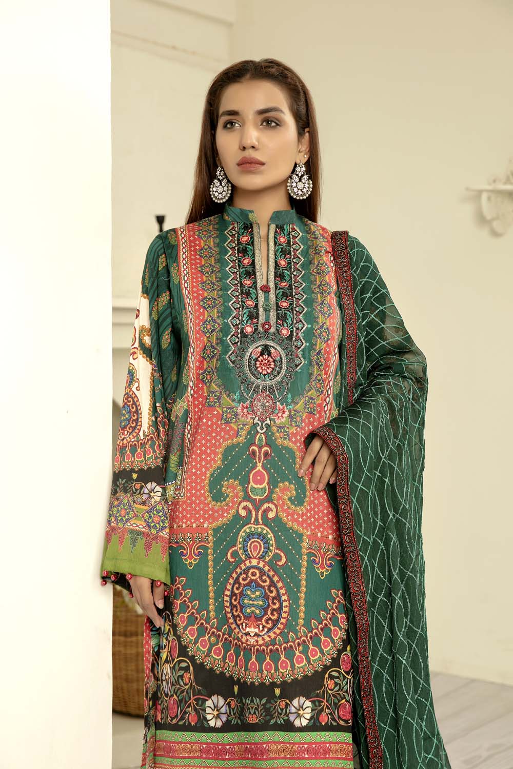 Malachite - Digital Printed & Embroidered Lawn - Image 4
