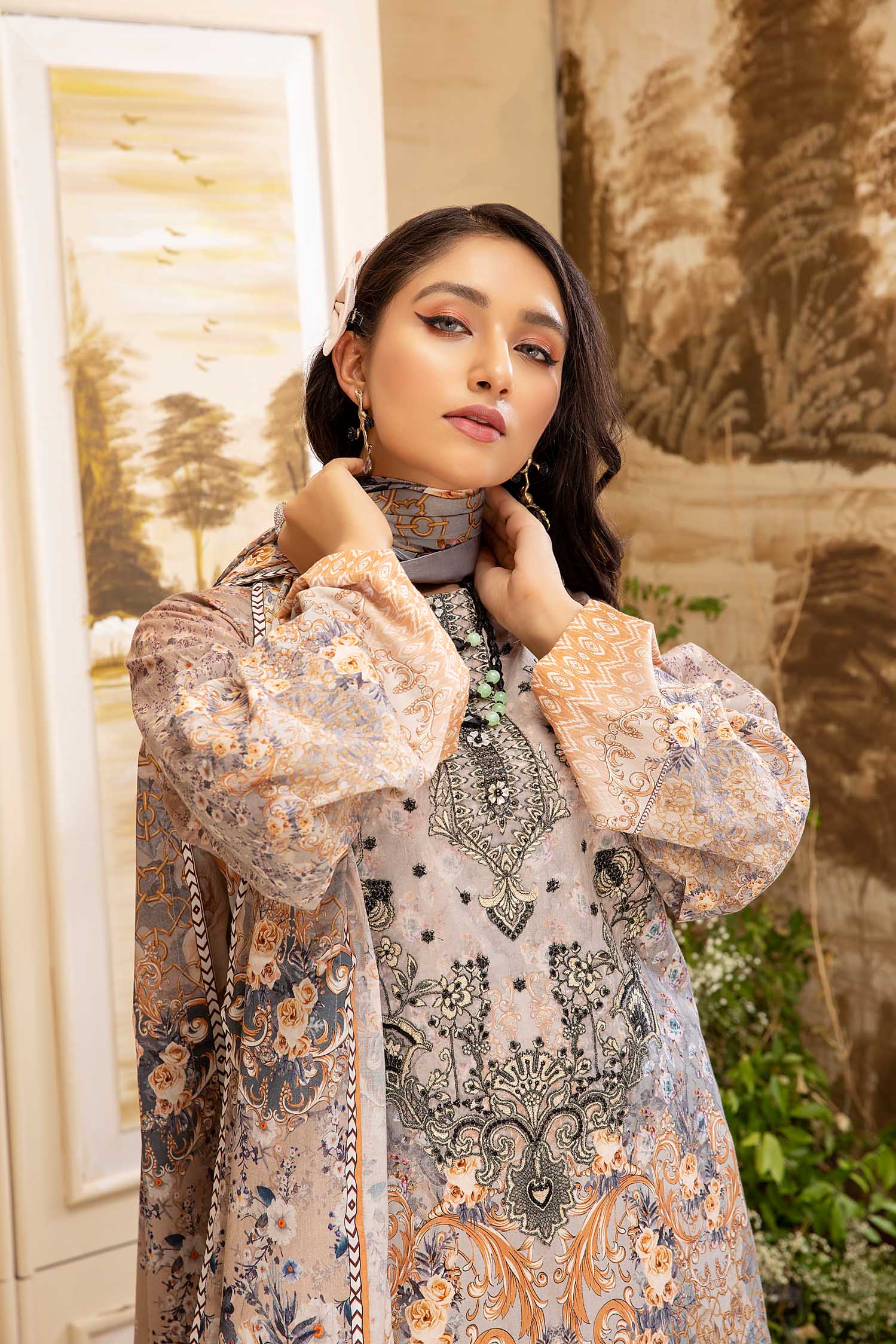 Malva - Digital Printed And Embroidered Lawn 3PC - Image 5