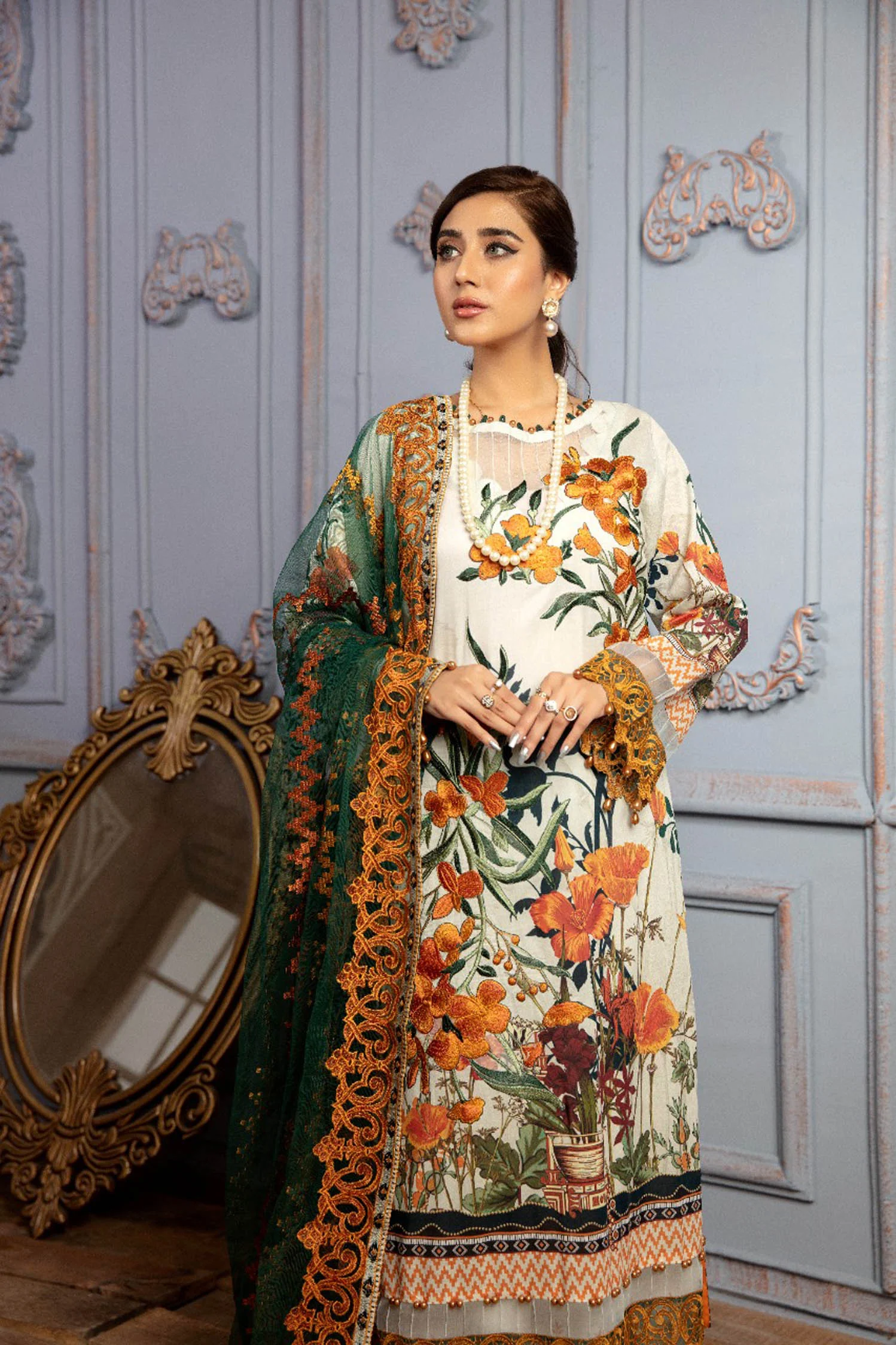 Marchesa - Digital Printed & Schiffli Embroidered Lawn 3PC - Image 3