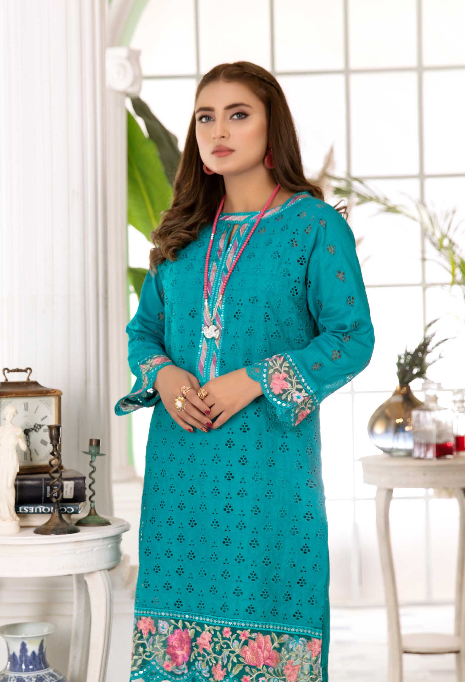 Mauve - Embroidered Stitch Chikankari Shirt - Image 3
