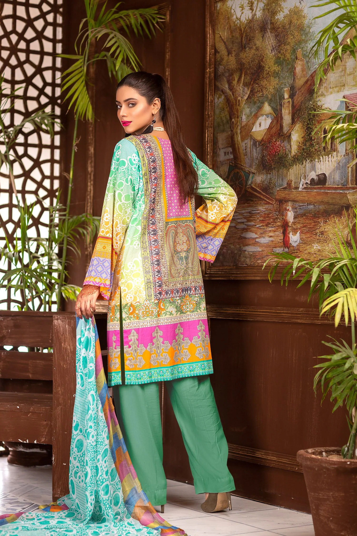 Melf - Digital Printed & Embroidered Lawn Unstitch - Image 2