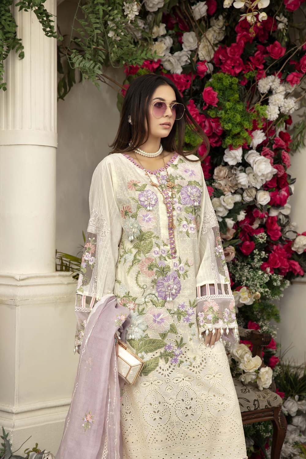 Mintcream - Schiffli Embroidered Lawn (3PC) - Image 5