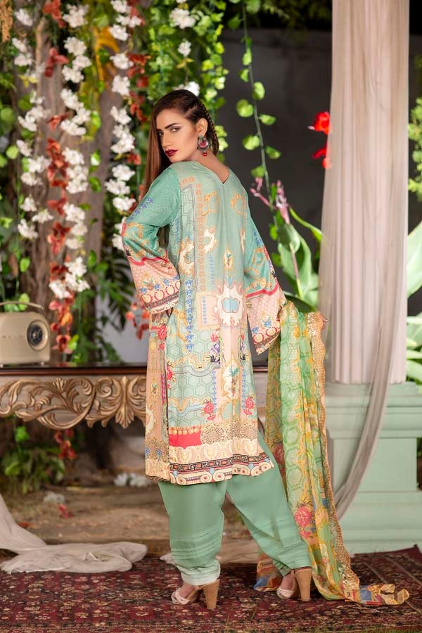 Misty - Digital Printed & Embroidered Linen 3PC - Image 2