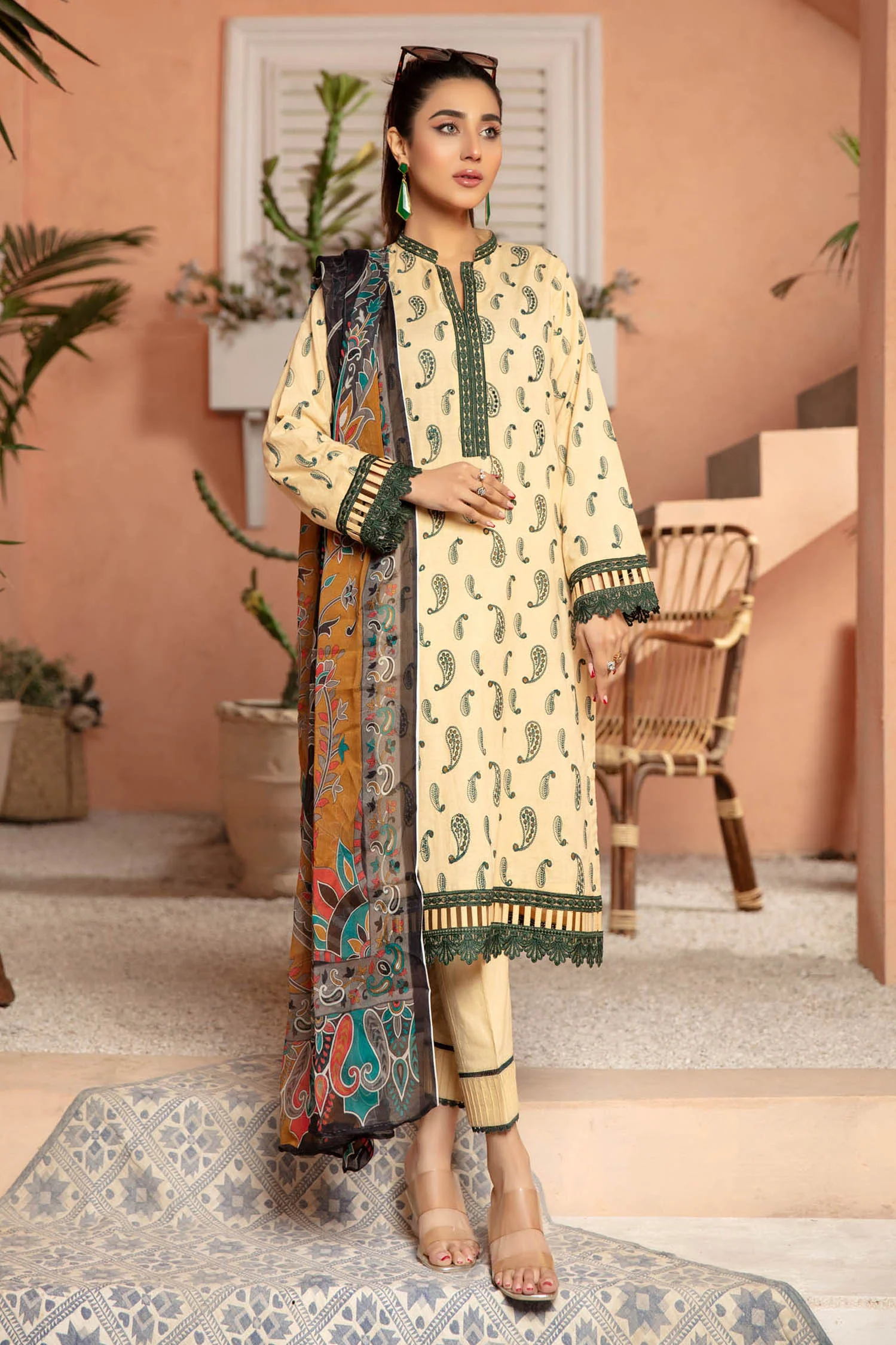 Moccasin - Embroidered Lawn Stitched 3PC