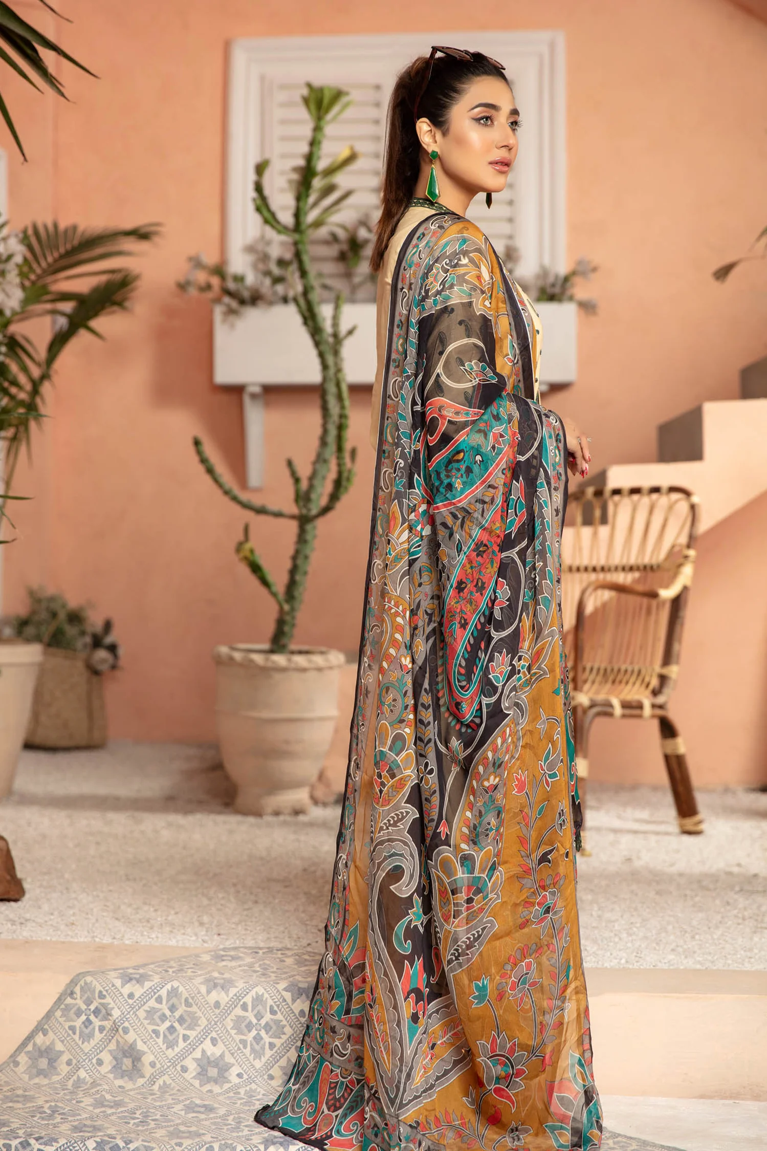 Moccasin - Embroidered Lawn Stitched 3PC - Image 2