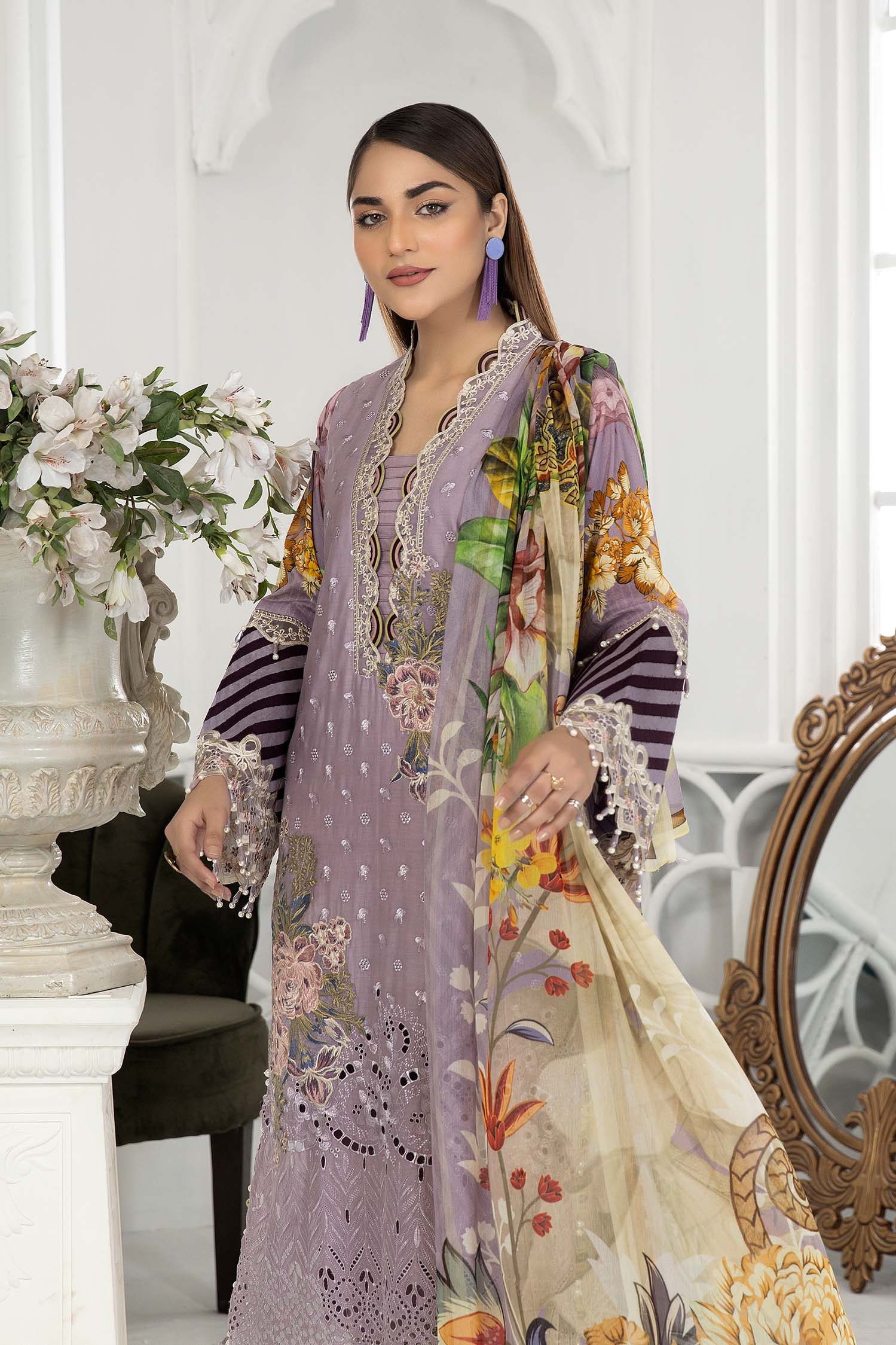 Mountain Mist - Chikankari Lawn 3PC - Image 3