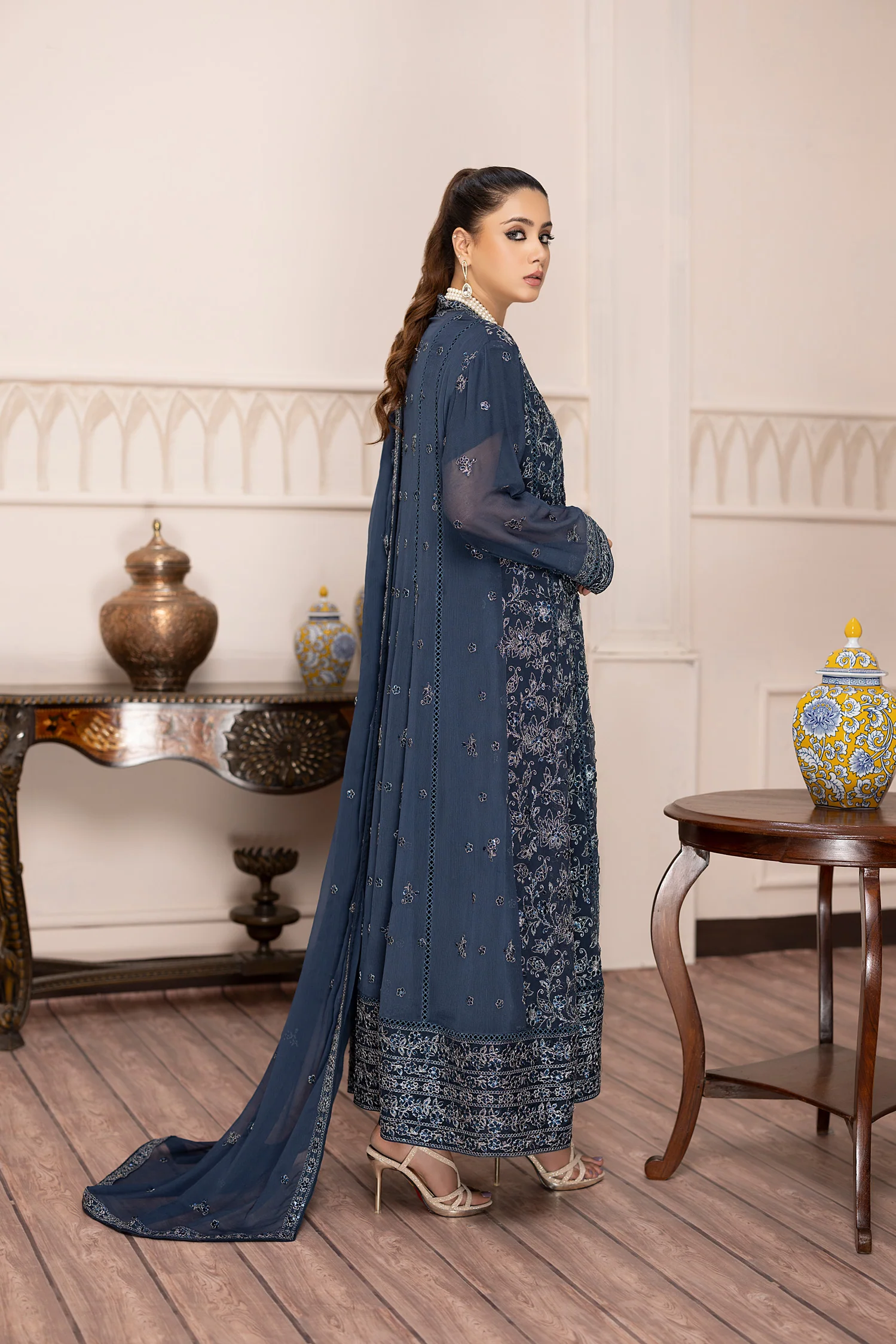 Mystical Missry - Embroidered Chiffon Gown Pret 3PC - Image 2
