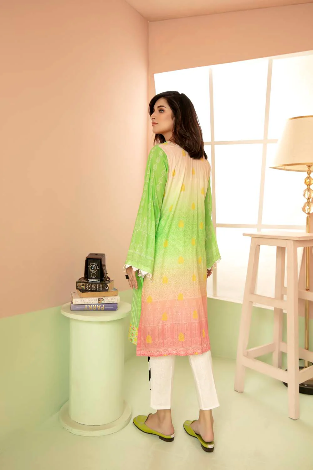 Neon Green - Printed Stitch Kurti - Image 2