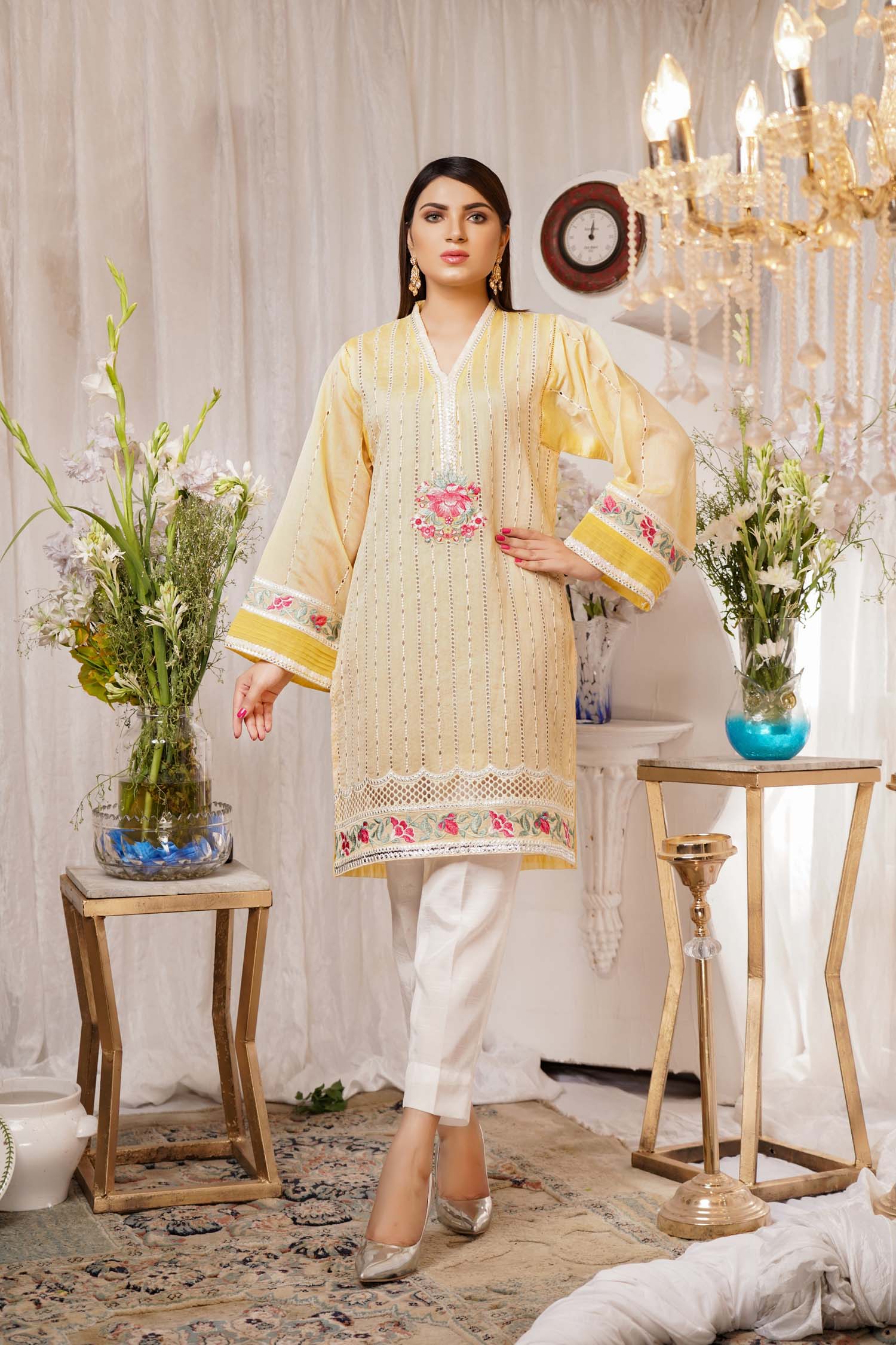 Noxious - Embroidered Paper Silk Stitch Kurti - Image 3