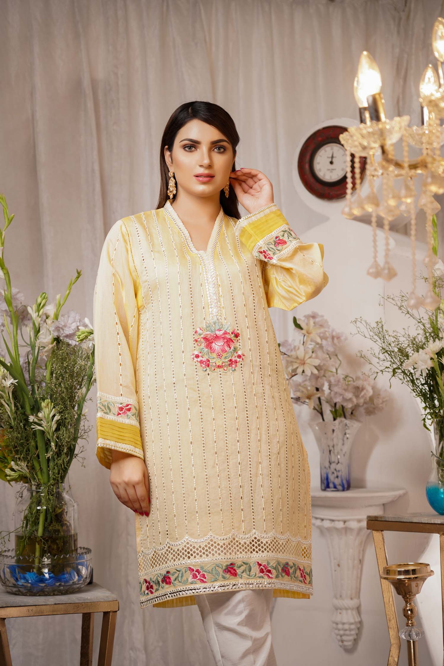 Noxious - Embroidered Paper Silk Stitch Kurti - Image 4