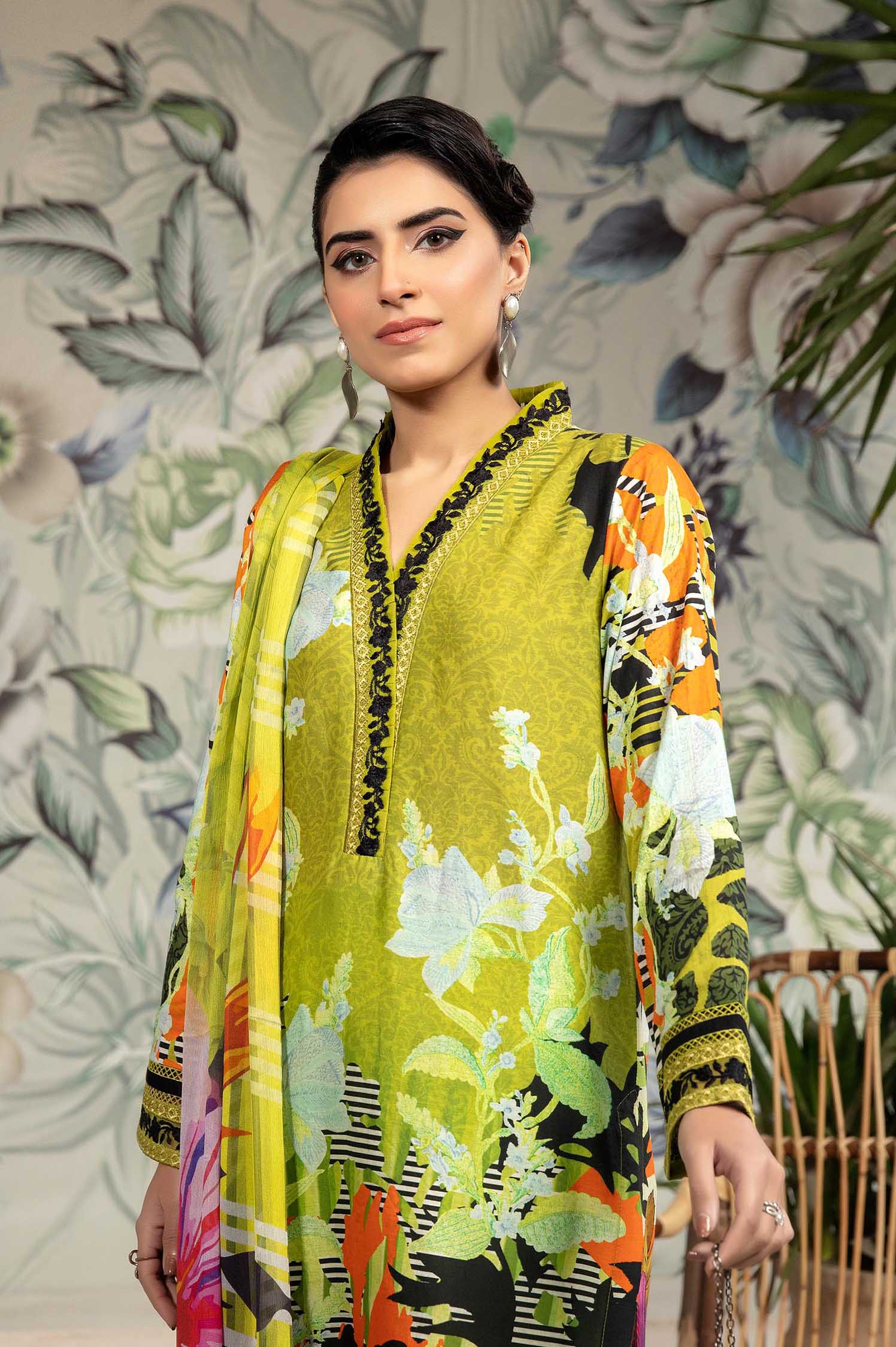 Olive Moss - Printed & Embroidered Lawn 3PC - Image 3
