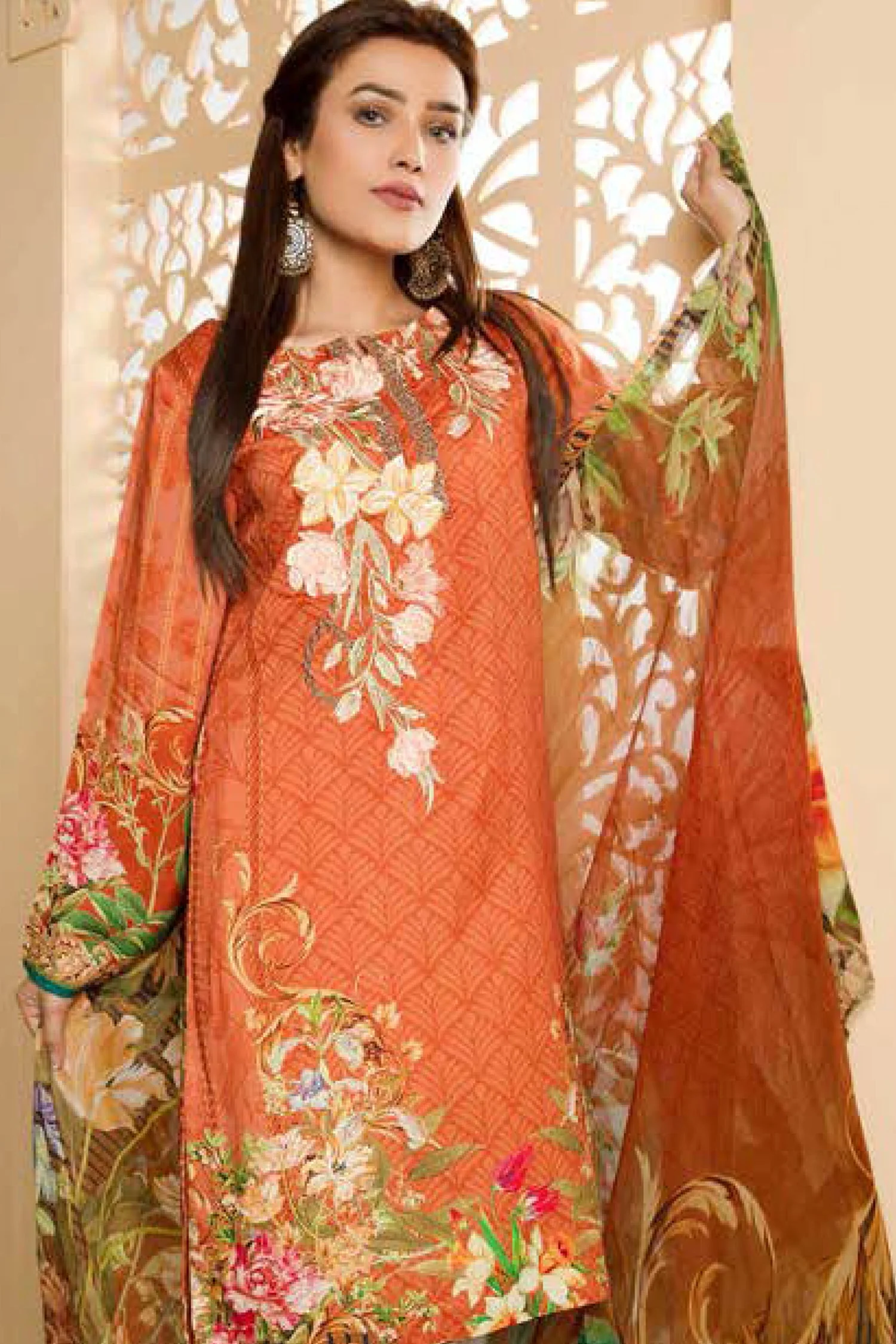 Orangle - Digital Printed and Embroidered Linen 3PC - Image 3