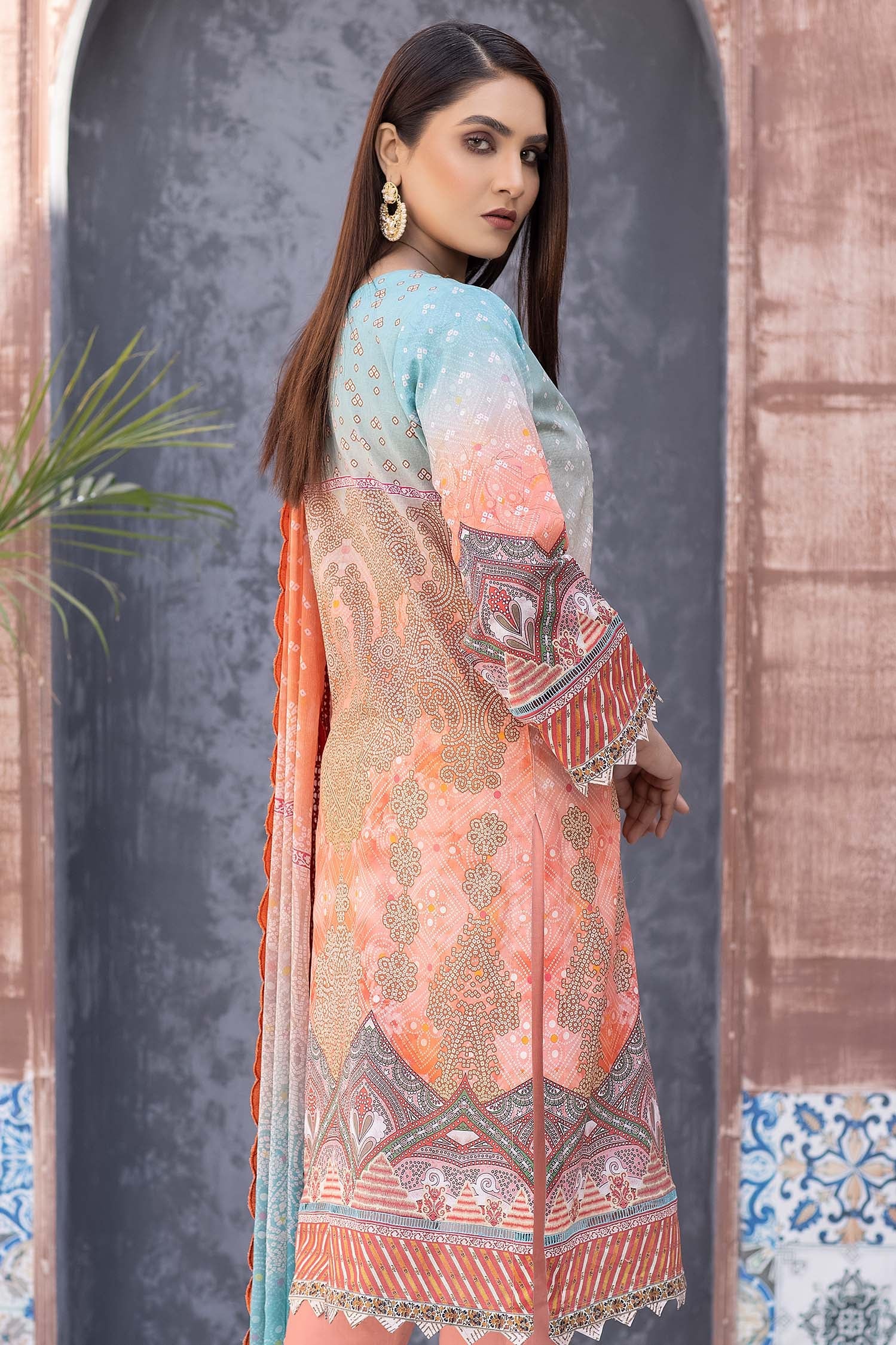 Pale Chestnut - Digital Printed & Embroidered Lawn - Image 2