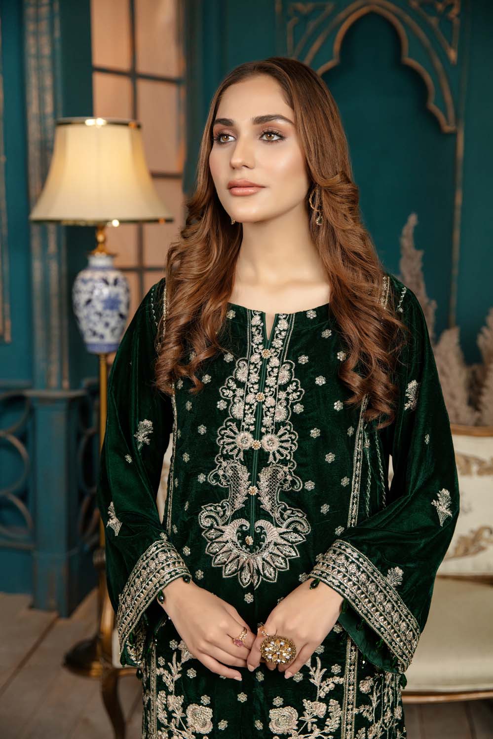 Pale Green - Stitched Embroidered Velvet 2PC - Image 4