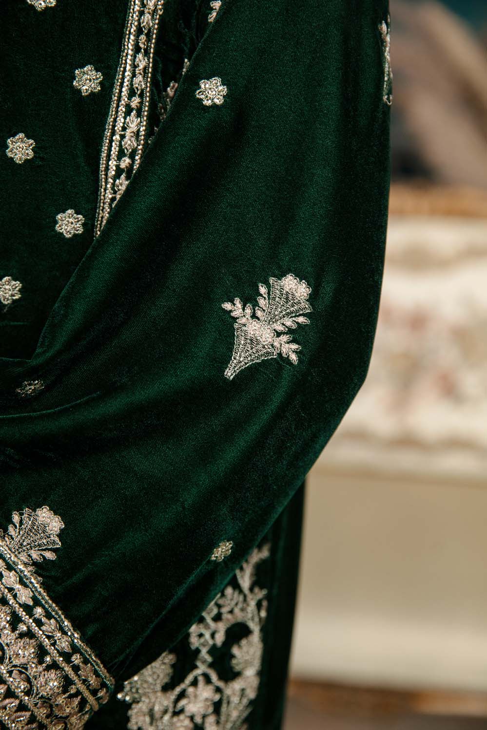 Pale Green - Stitched Embroidered Velvet 2PC - Image 6