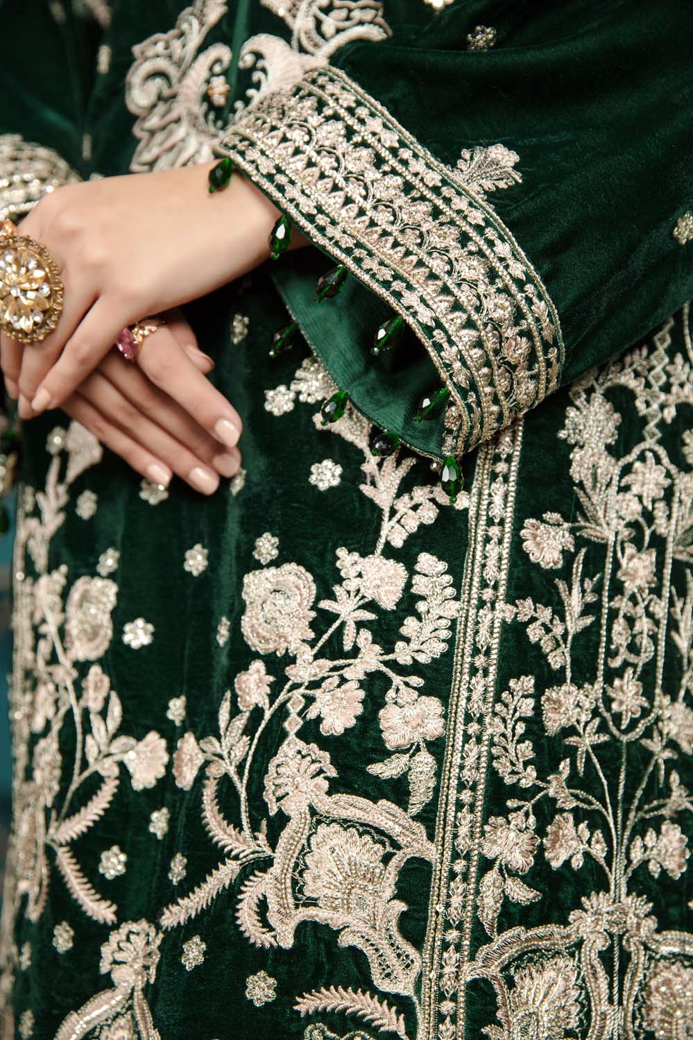 Pale Green - Stitched Embroidered Velvet 2PC - Image 7