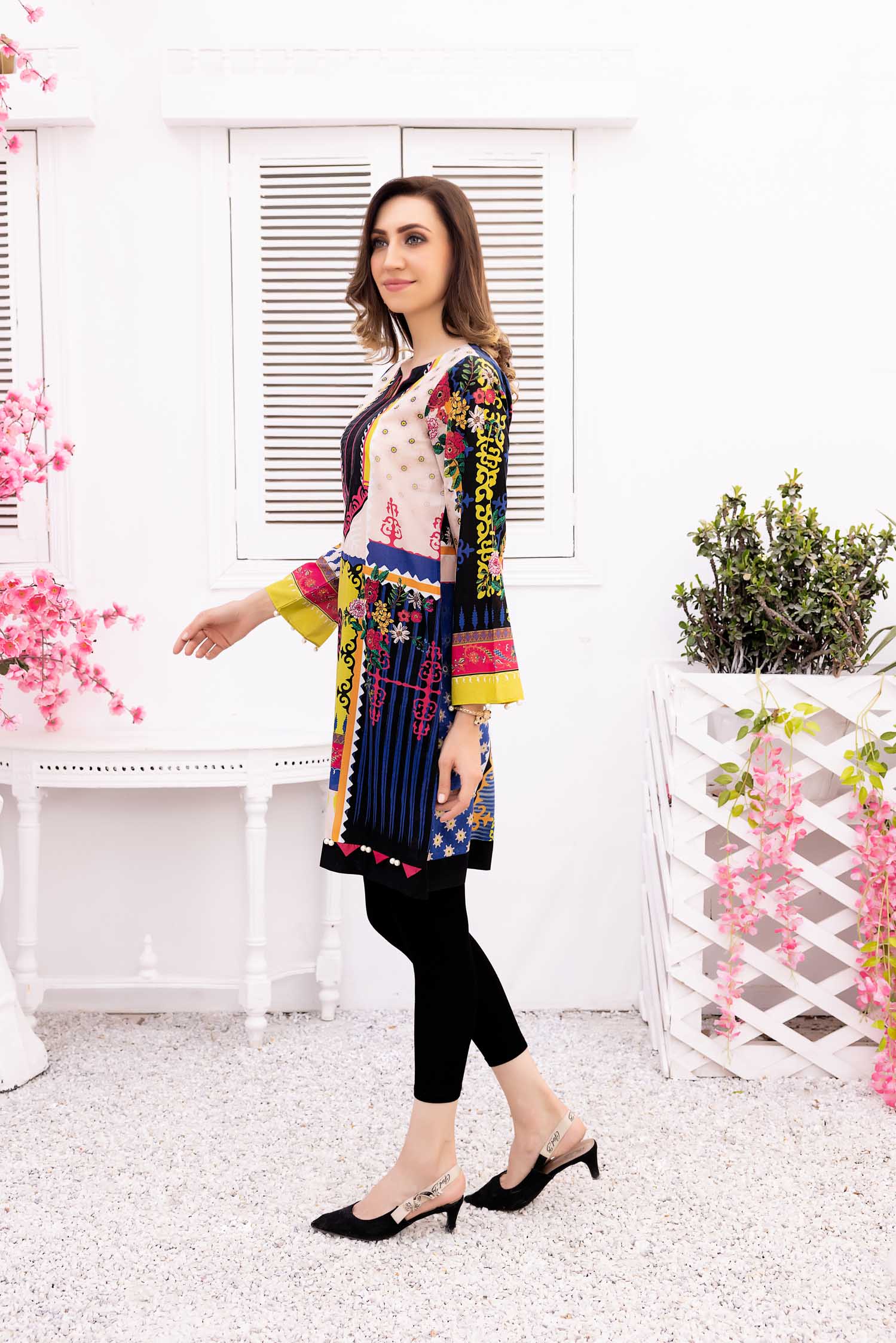 Palm - Digital Printed Stitched Lawn Kurti - Image 2