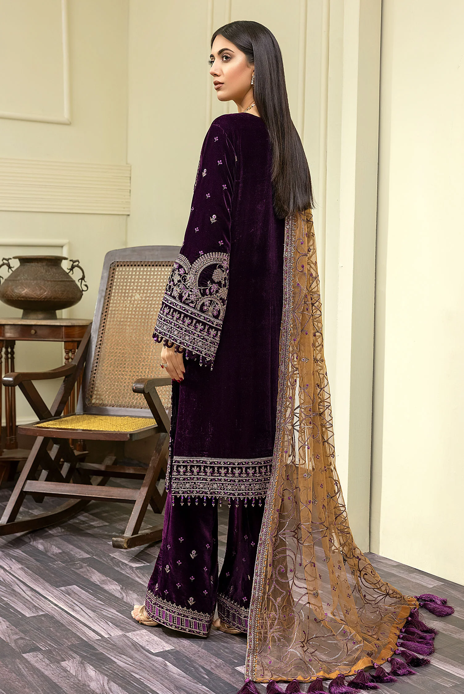 Palm Swill - Embroidered Velvet 3PC - Image 2
