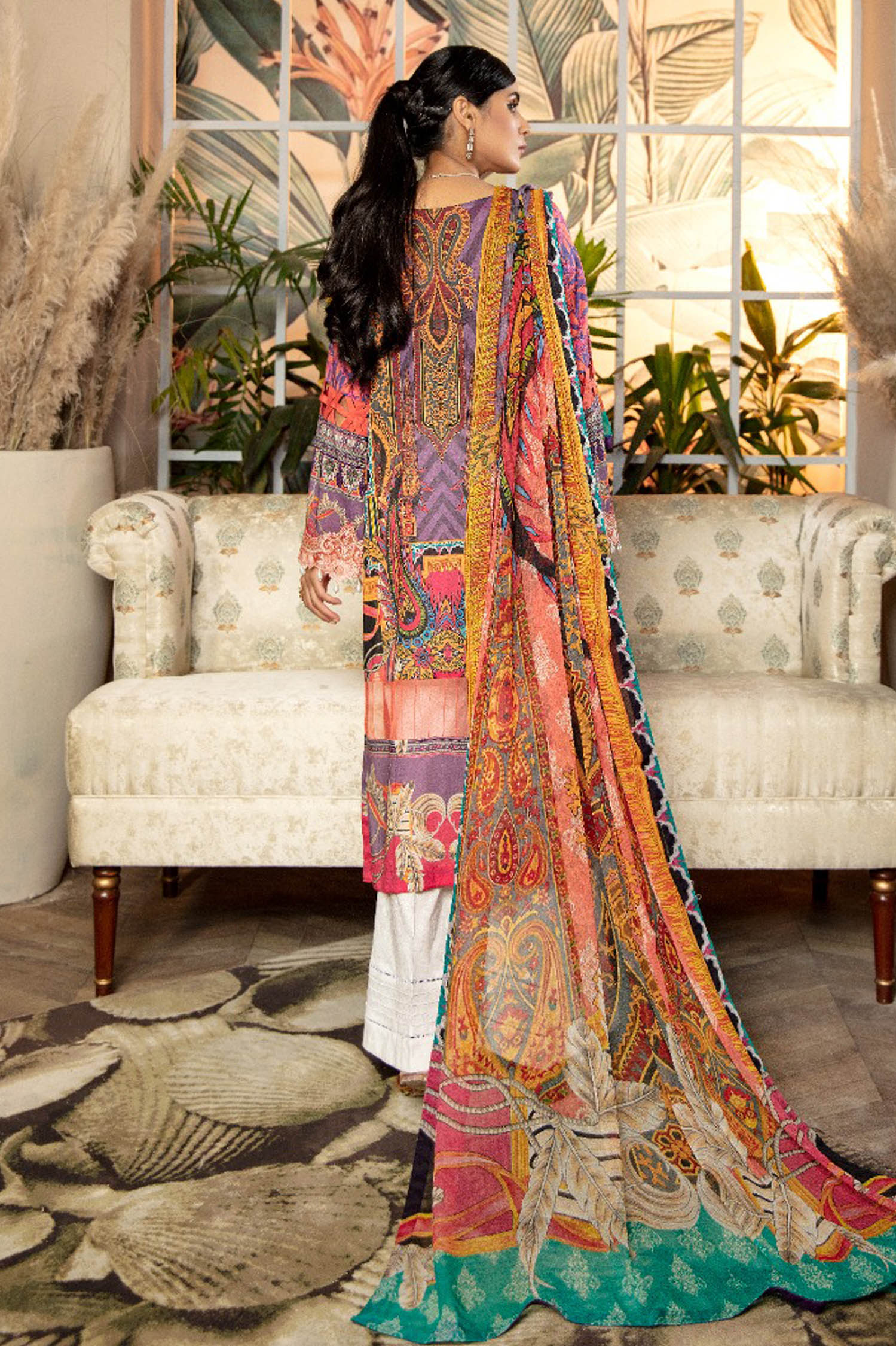 Peachy Slush - Exclusive Embroidered Lawn 3PC - Image 2