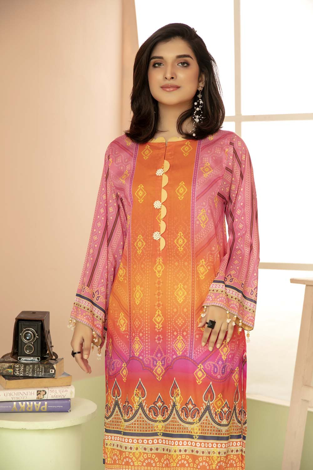 Persimmon - Printed Stitch Kurti - Image 2