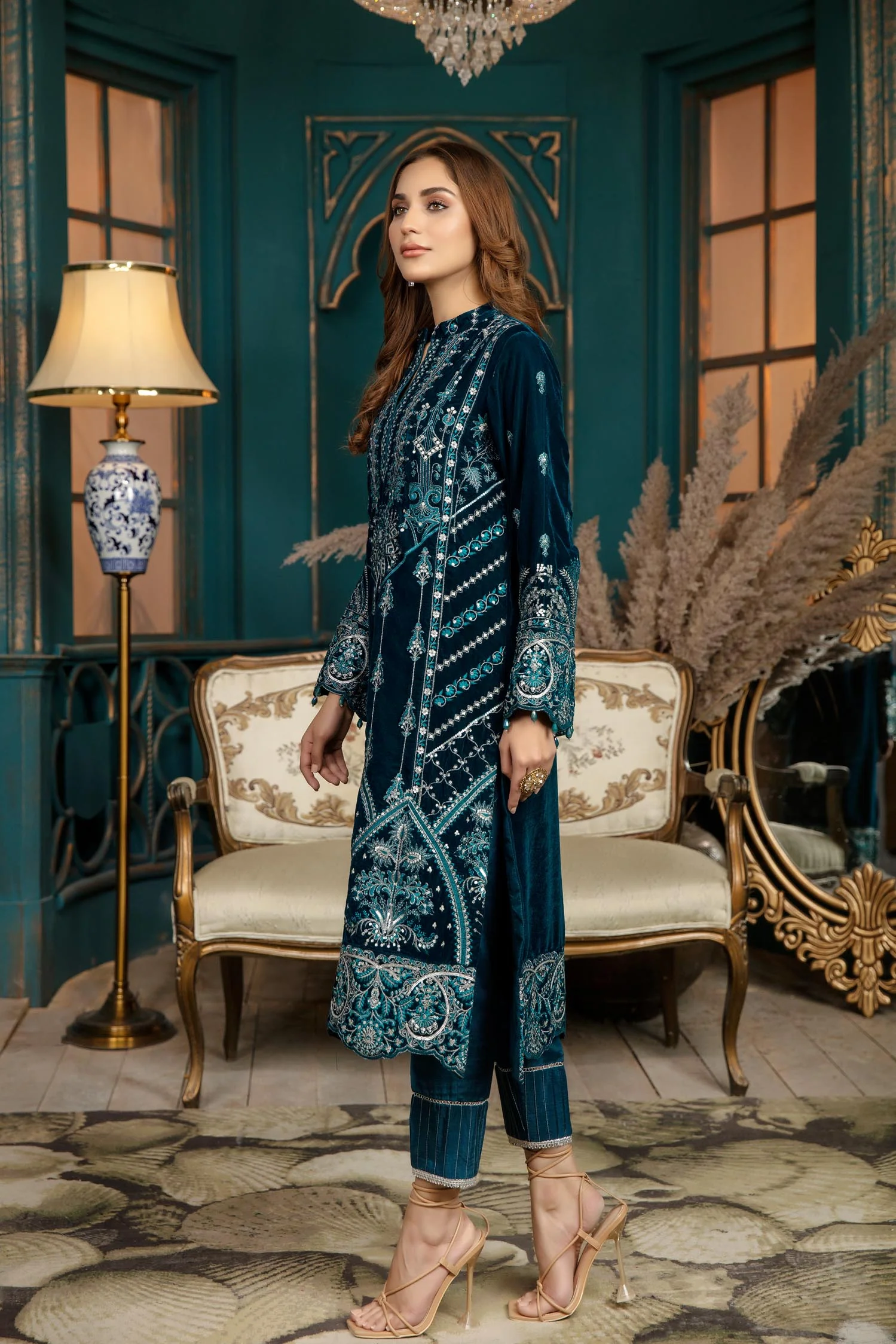 Piled - Stitched Embroidered Velvet 2PC - Image 7