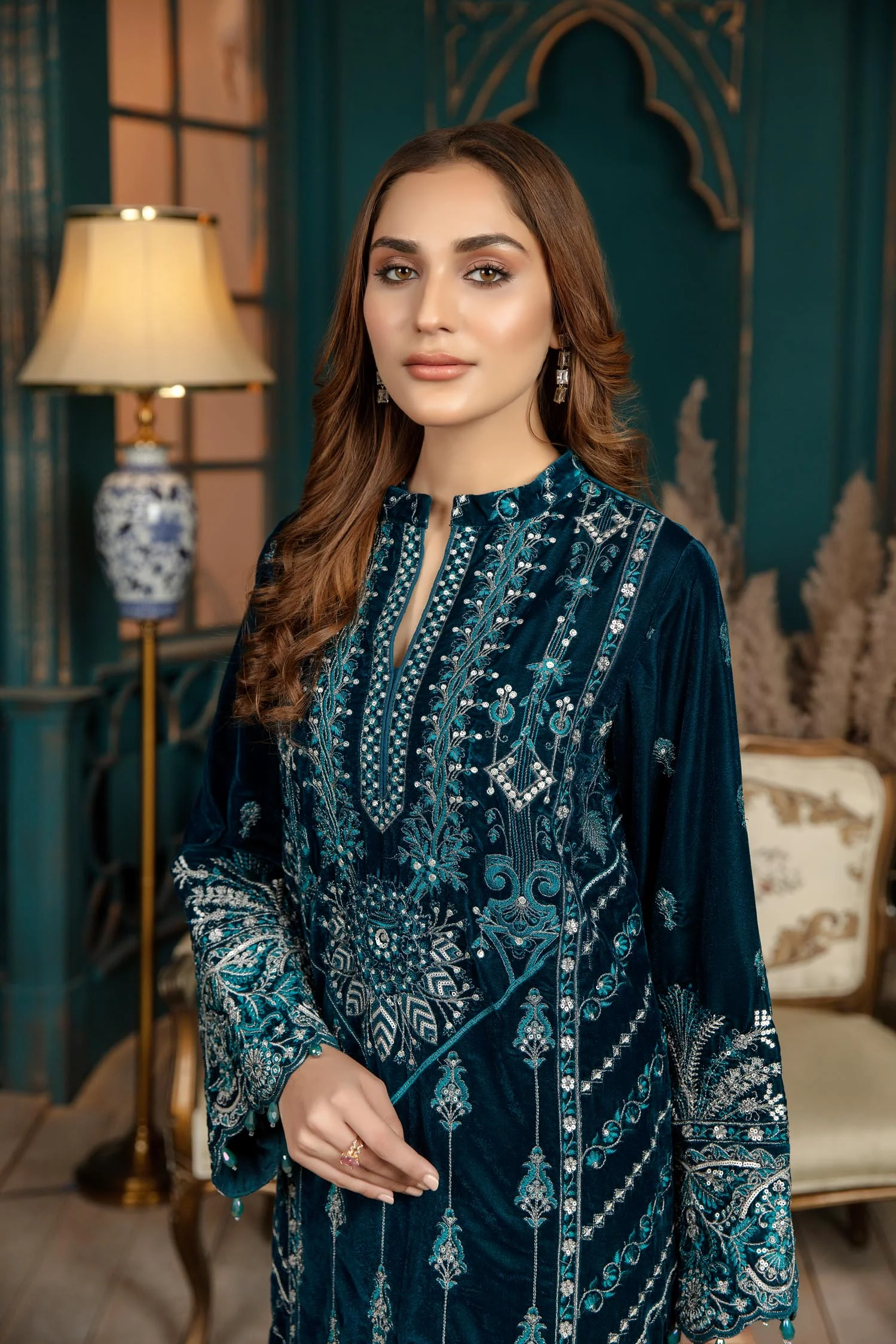 Piled - Stitched Embroidered Velvet 2PC - Image 8